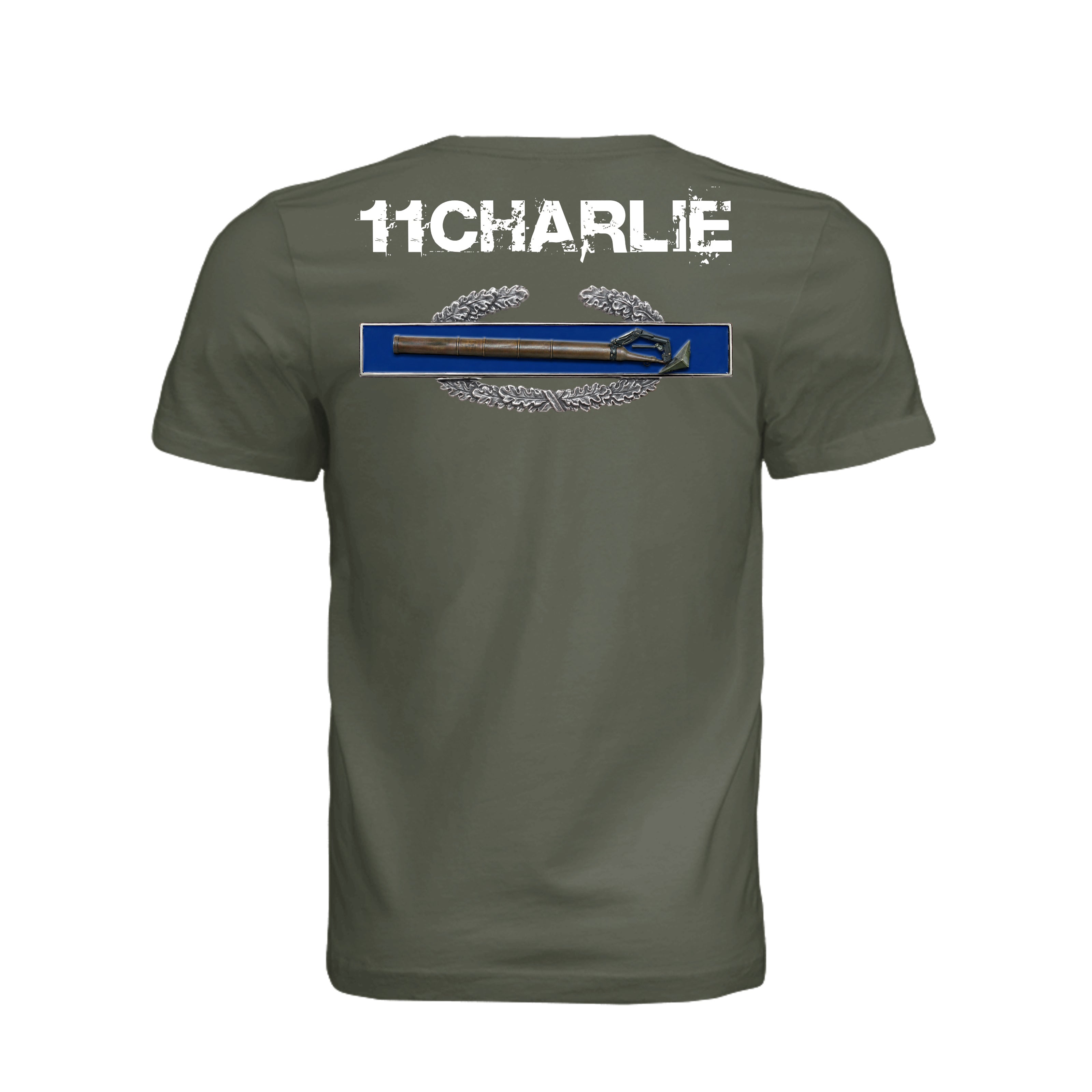 11CHARLIE Combat Mortar Badge T-Shirt - Dark Olive - Detail 1 | Ironsight Syndicate
