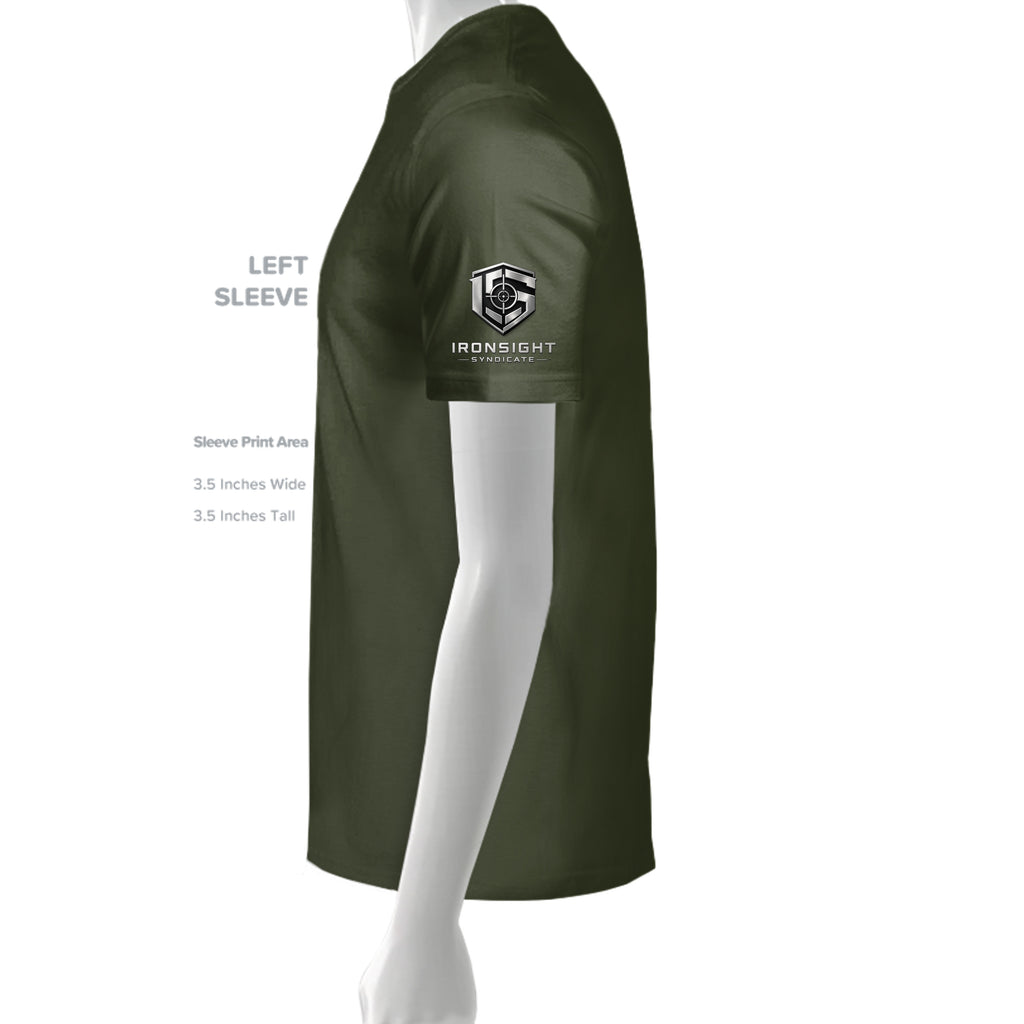 11CHARLIE Combat Mortar Badge T-Shirt - Military Green - Detail 3 | Ironsight Syndicate
