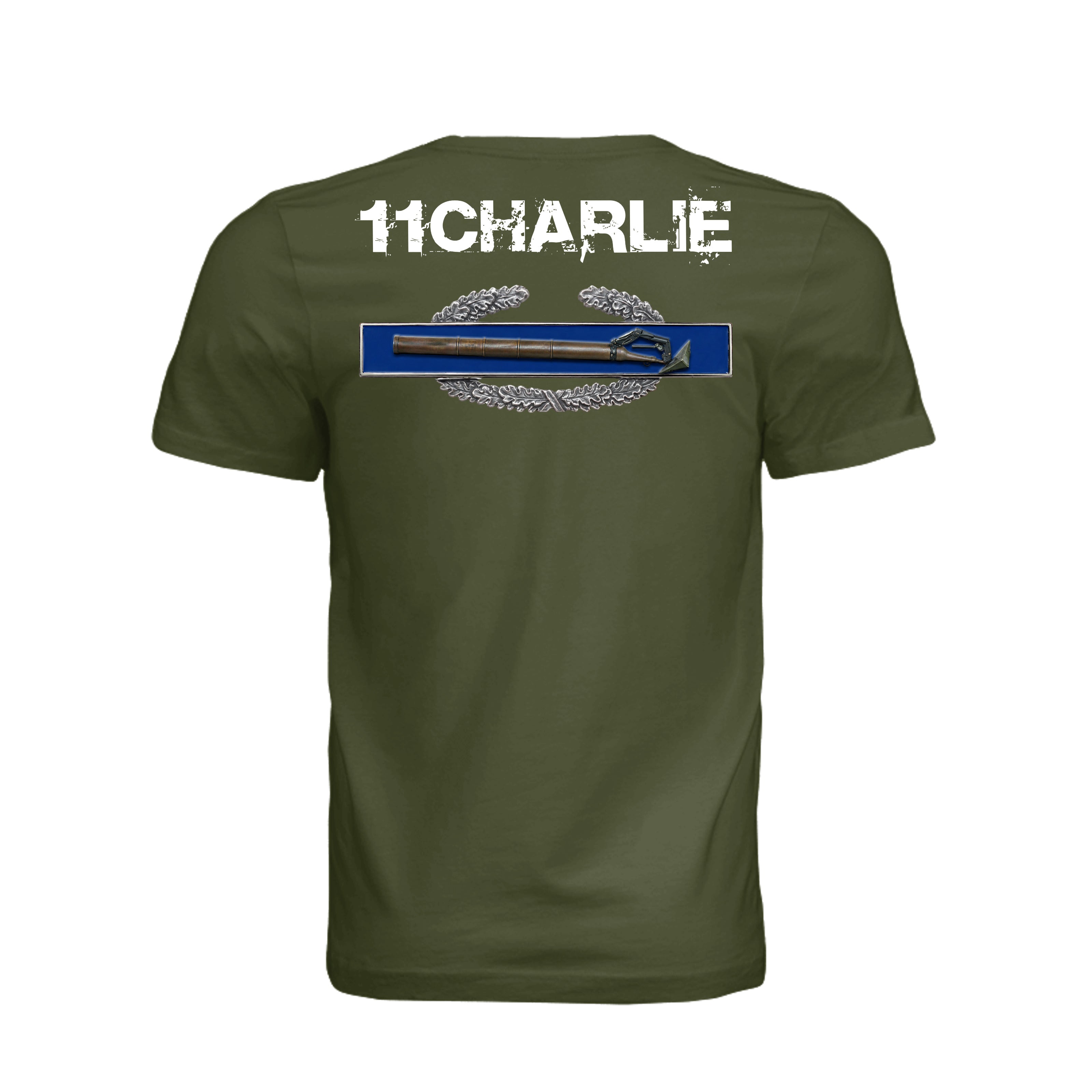 11CHARLIE Combat Mortar Badge T-Shirt - OLIVE - Detail 1 | Ironsight Syndicate