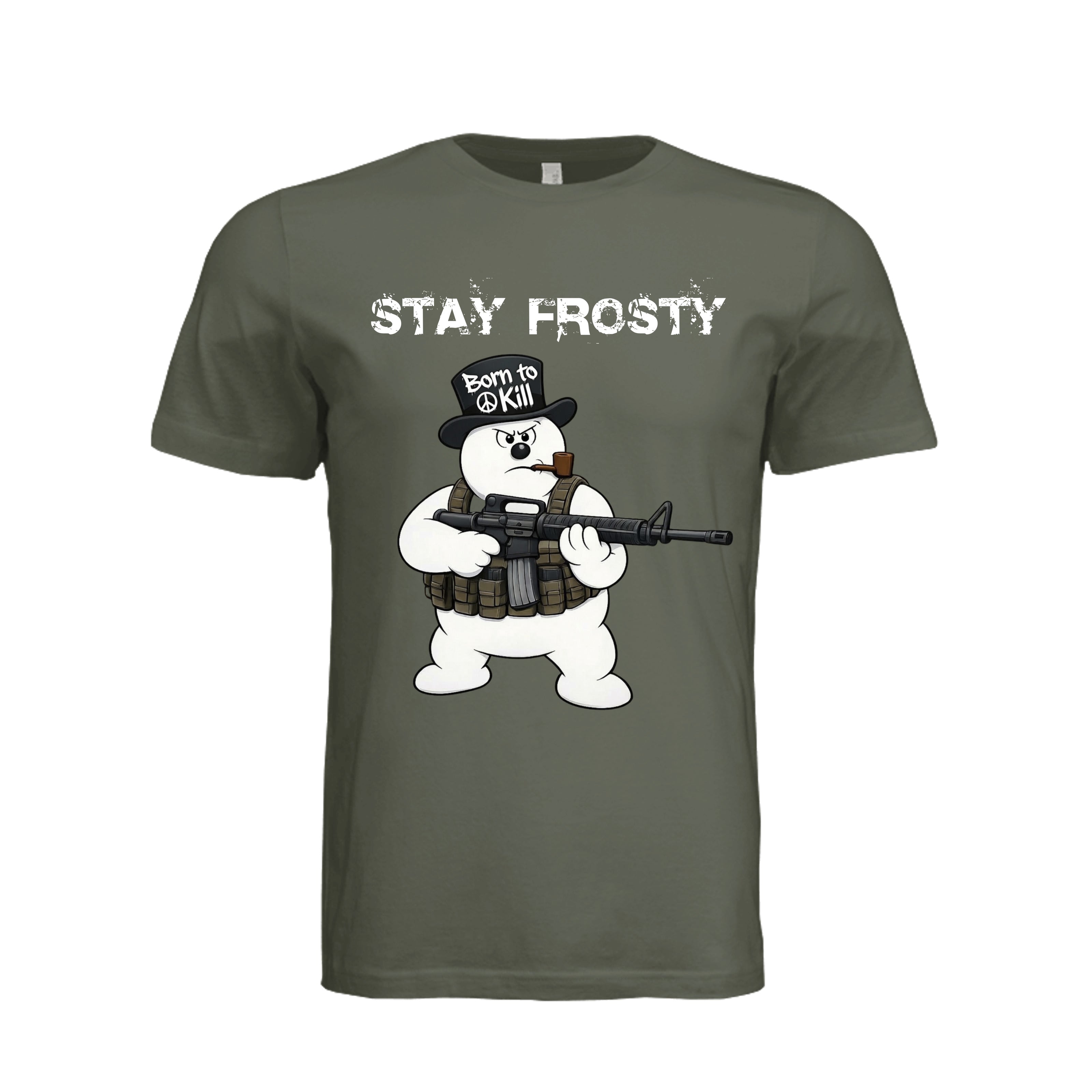 Stay Frosty T-Shirt - Dark Olive (Front) | Ironsight Syndicate