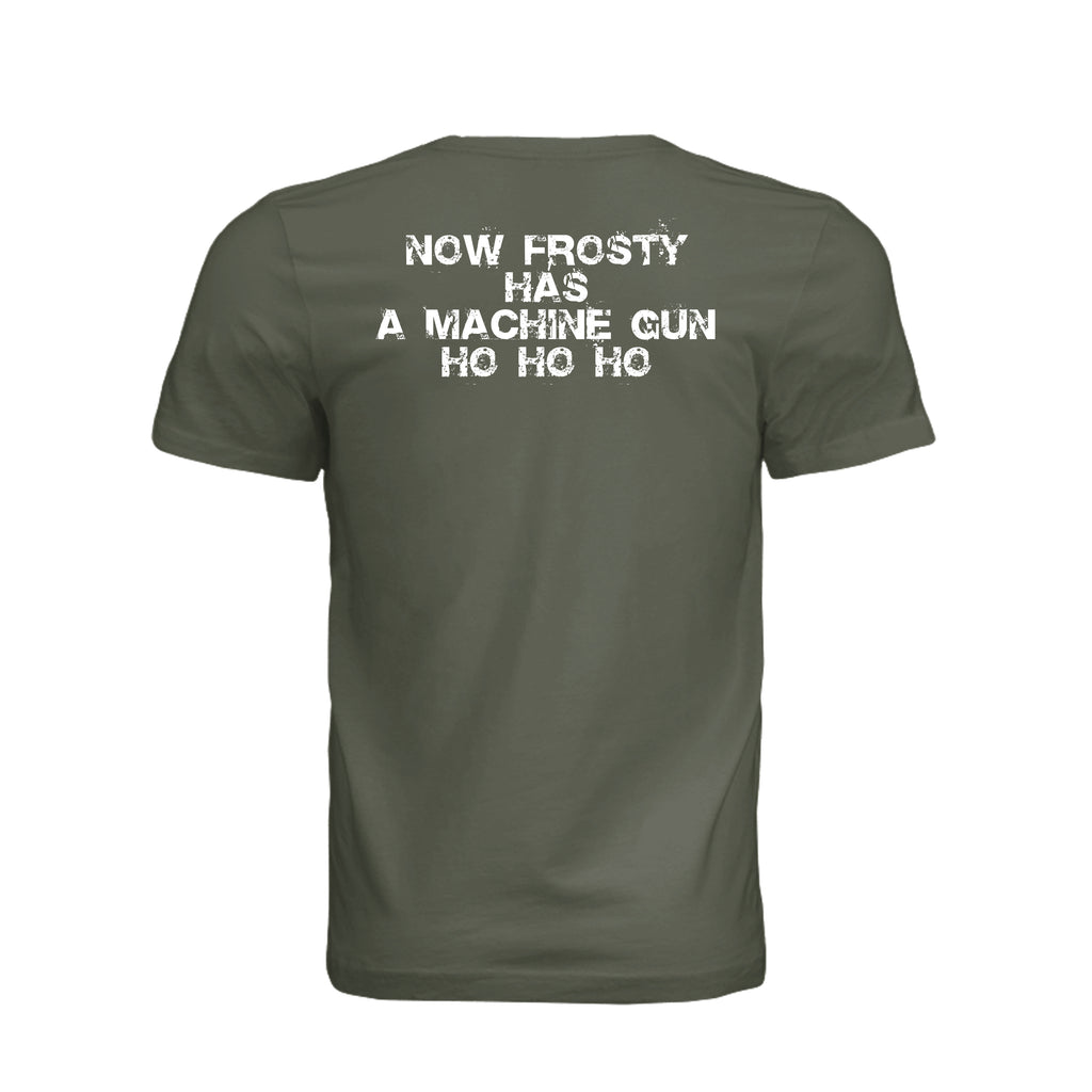 Stay Frosty Christmas Themed T-Shirt - Dark Olive - Detail 1 | Ironsight Syndicate