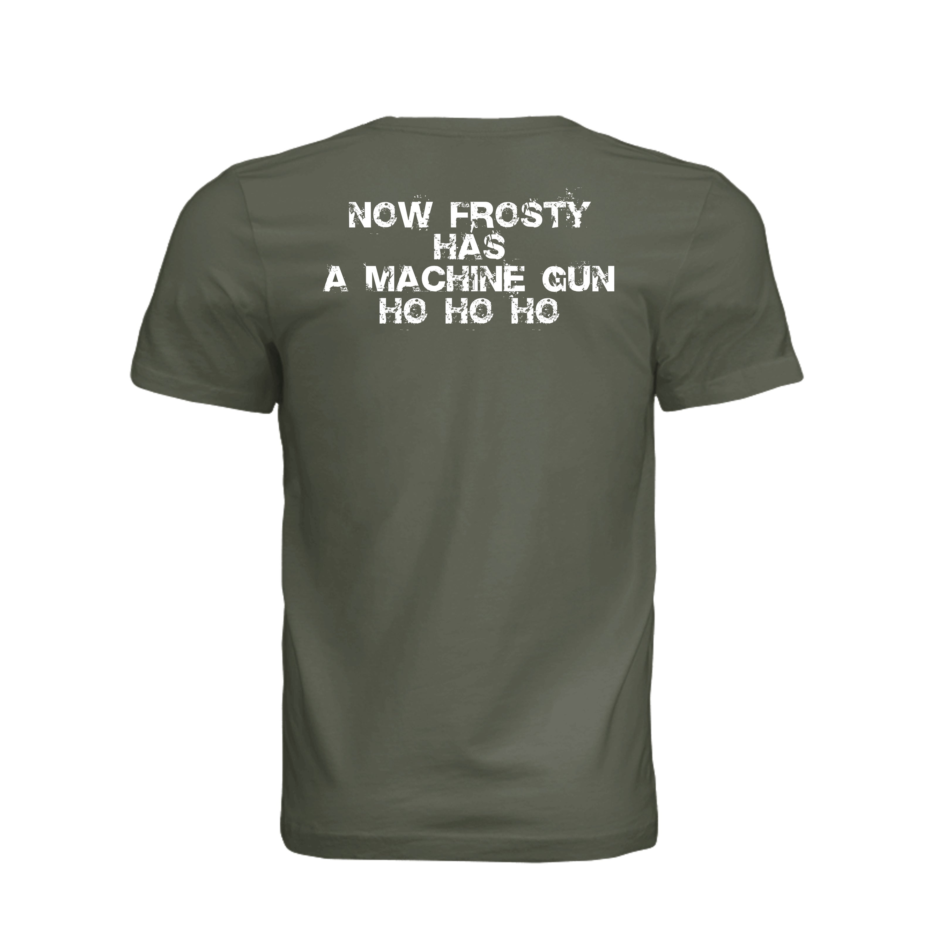 Stay Frosty Christmas Themed T-Shirt - Dark Olive - Detail 1 | Ironsight Syndicate