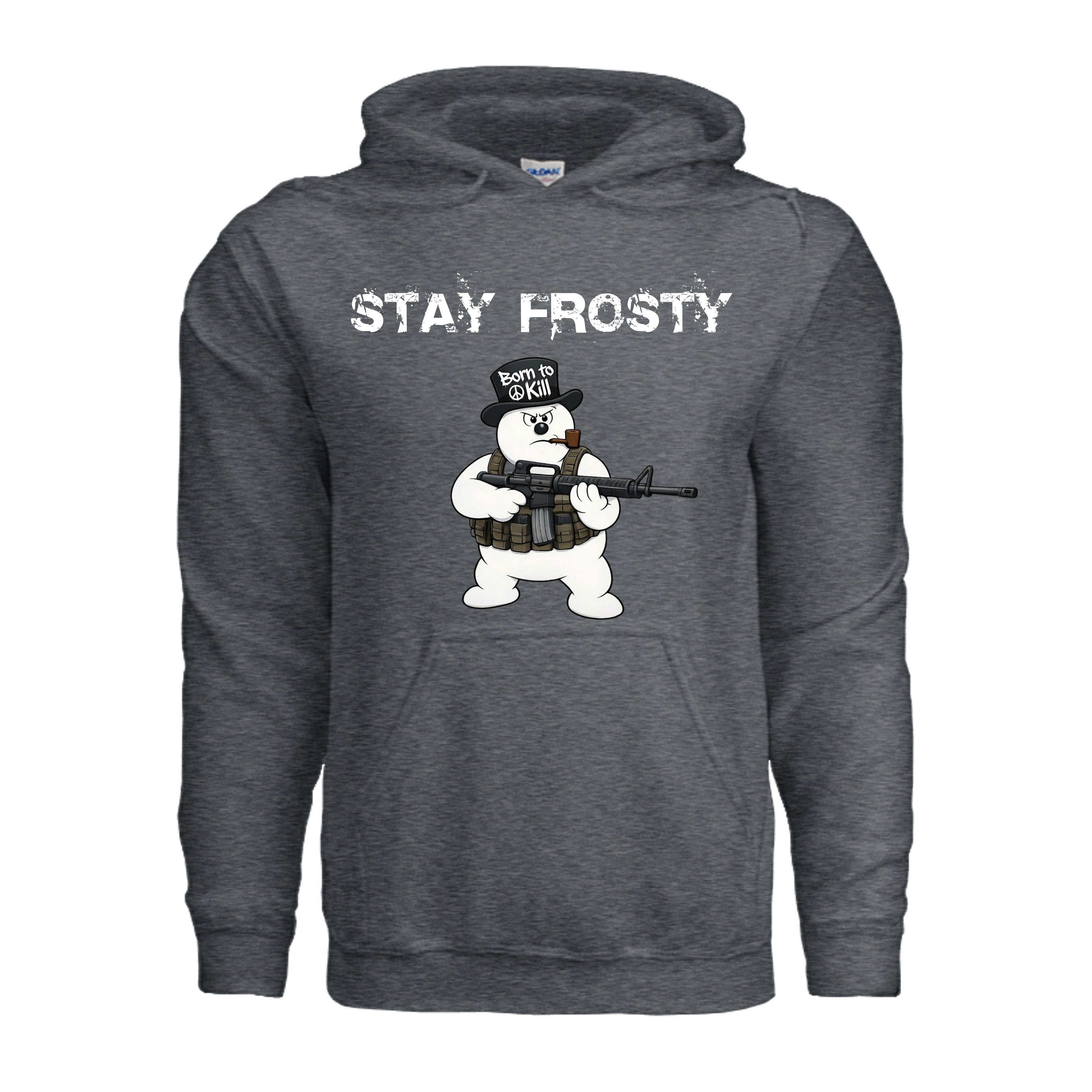 Stay Frosty Hoodie - DARK HEATHER (Front) | Ironsight Syndicate