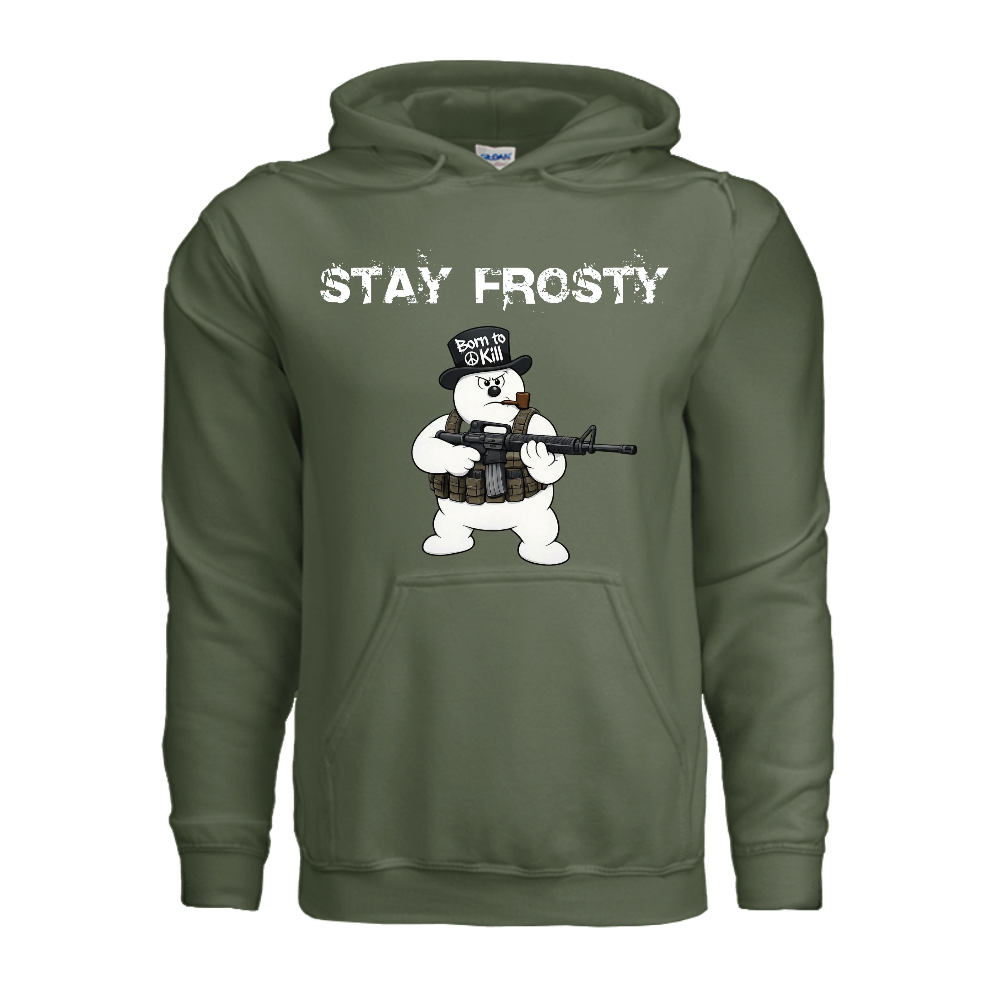 Stay Frosty Hoodie - MILITARY GREEN (Front) | Ironsight Syndicate