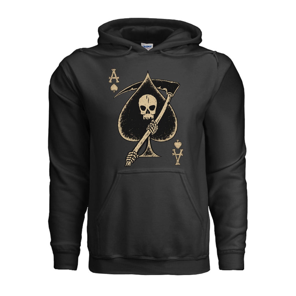 Death Card Ace of Spades Hoodie - BLACK (Front) | Ironsight Syndicate