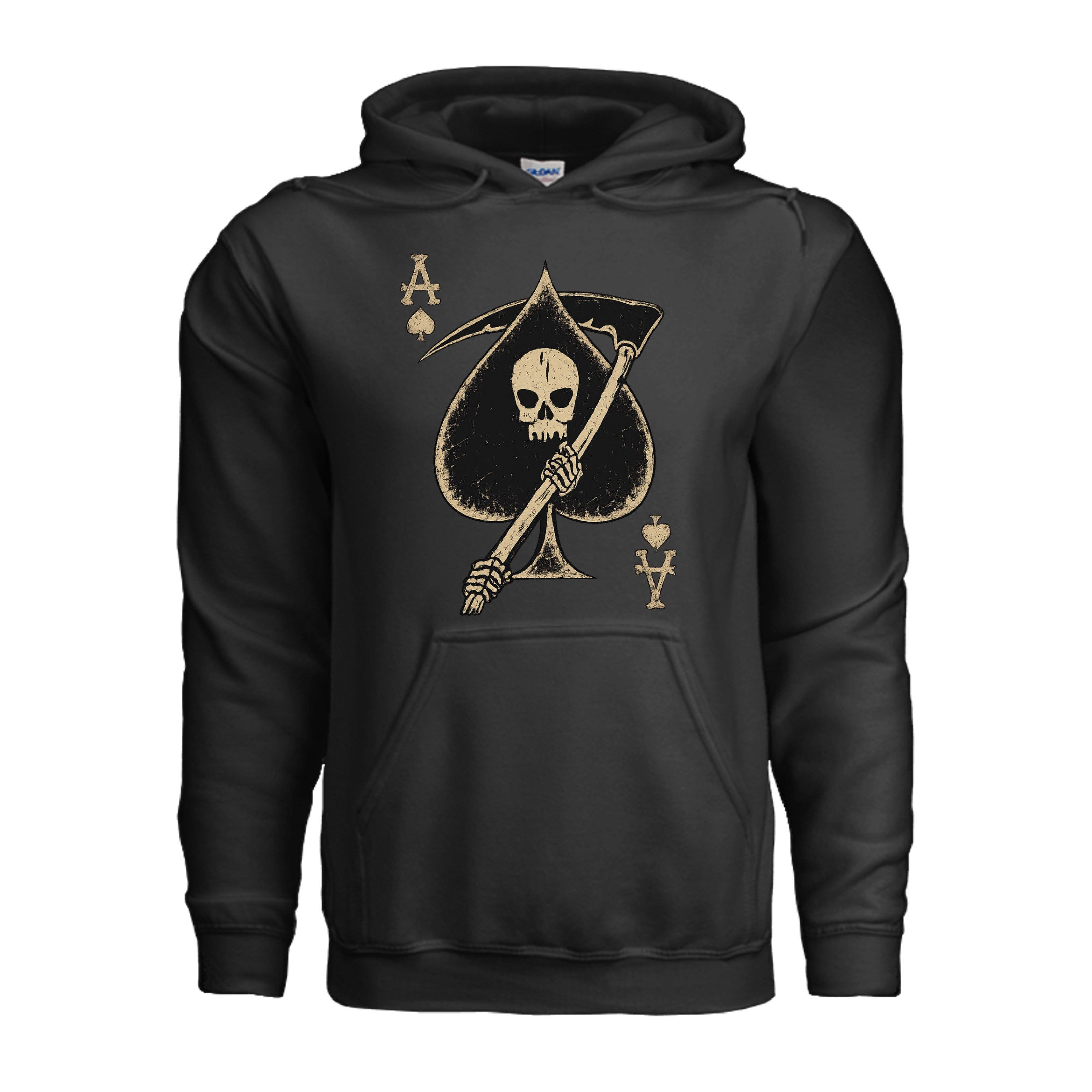 Death Card Ace of Spades Hoodie - BLACK (Front) | Ironsight Syndicate