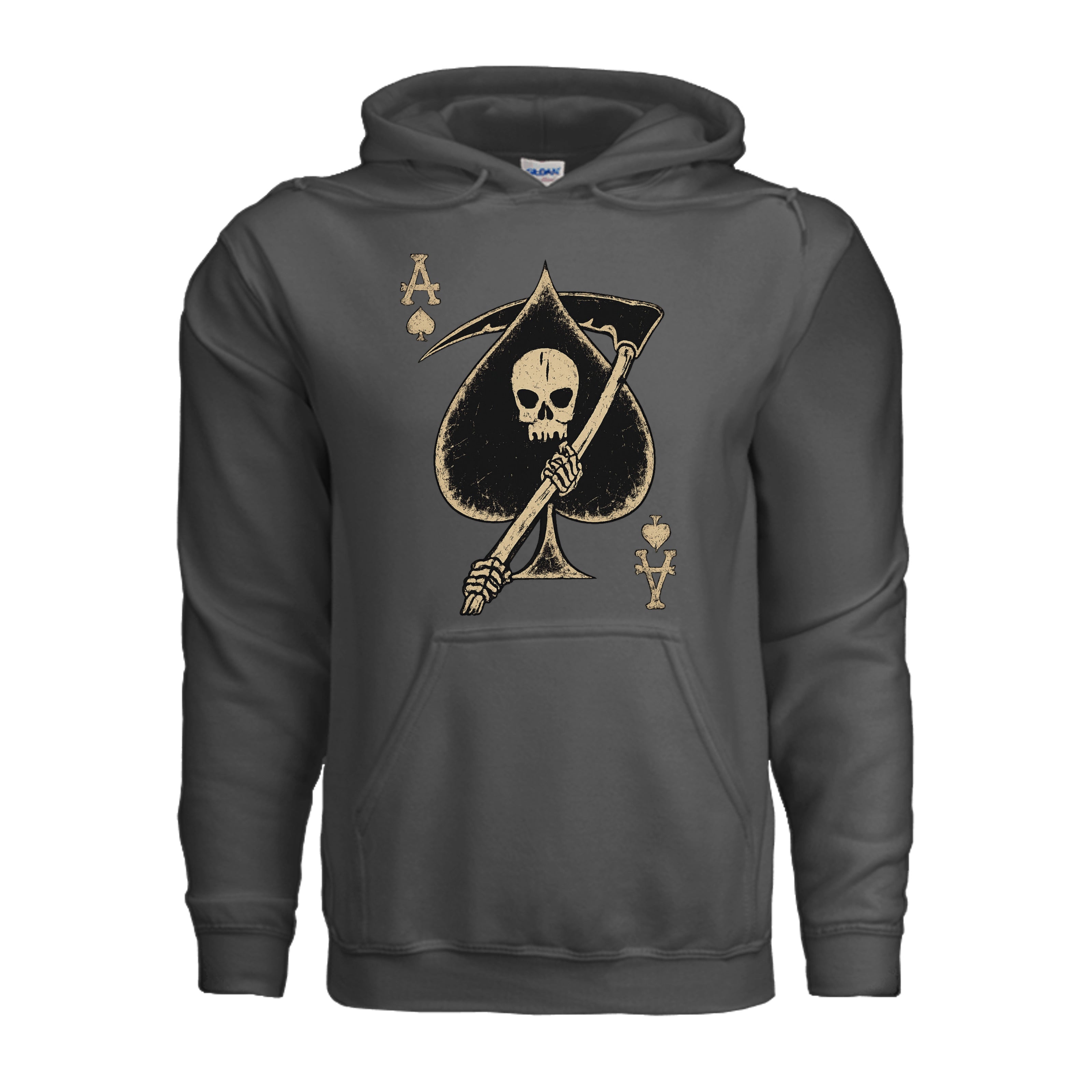 Death Card Ace of Spades Hoodie - CHARCOAL (Front) | Ironsight Syndicate