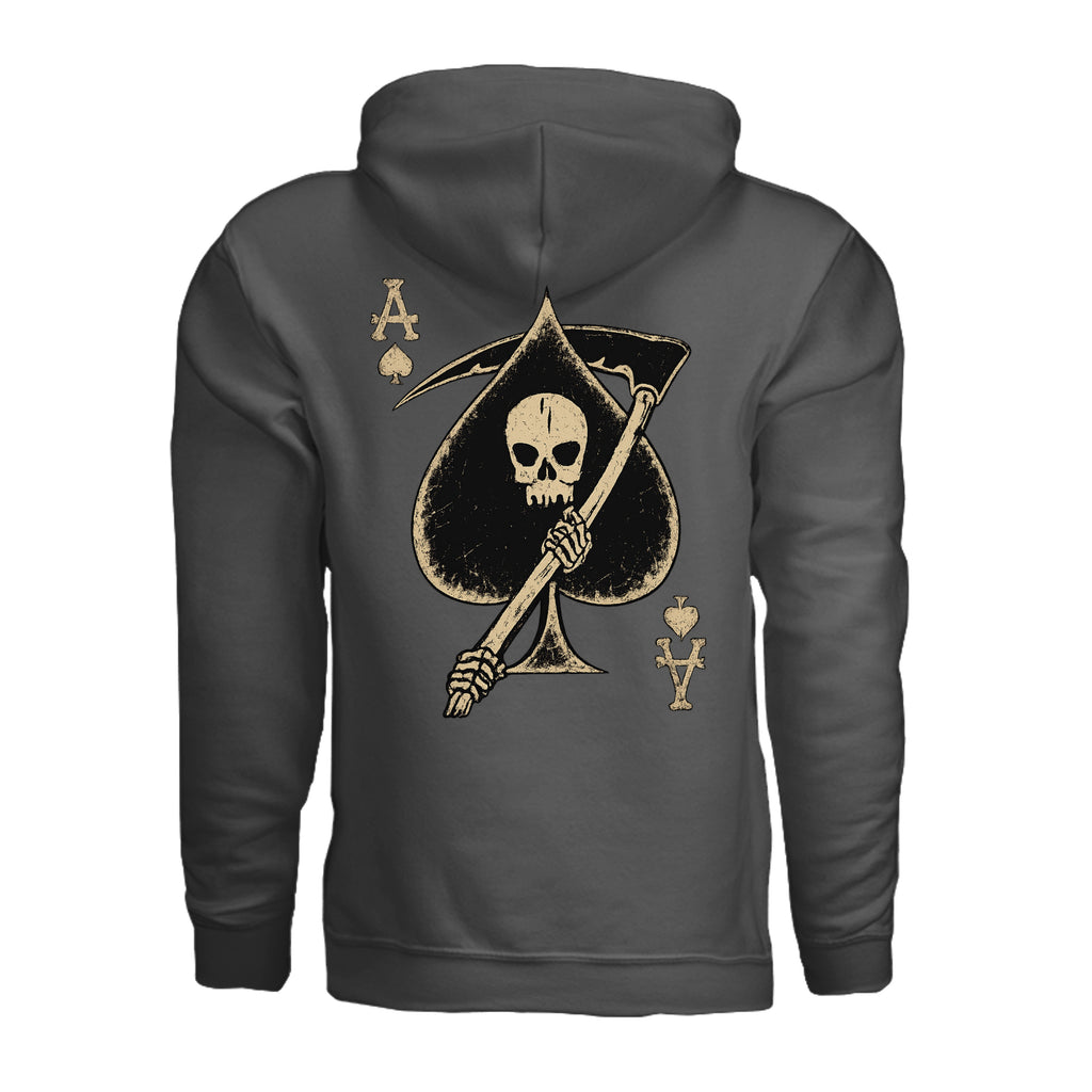 Death Card Ace of Spades Hoodie - CHARCOAL (Back) | Ironsight Syndicate