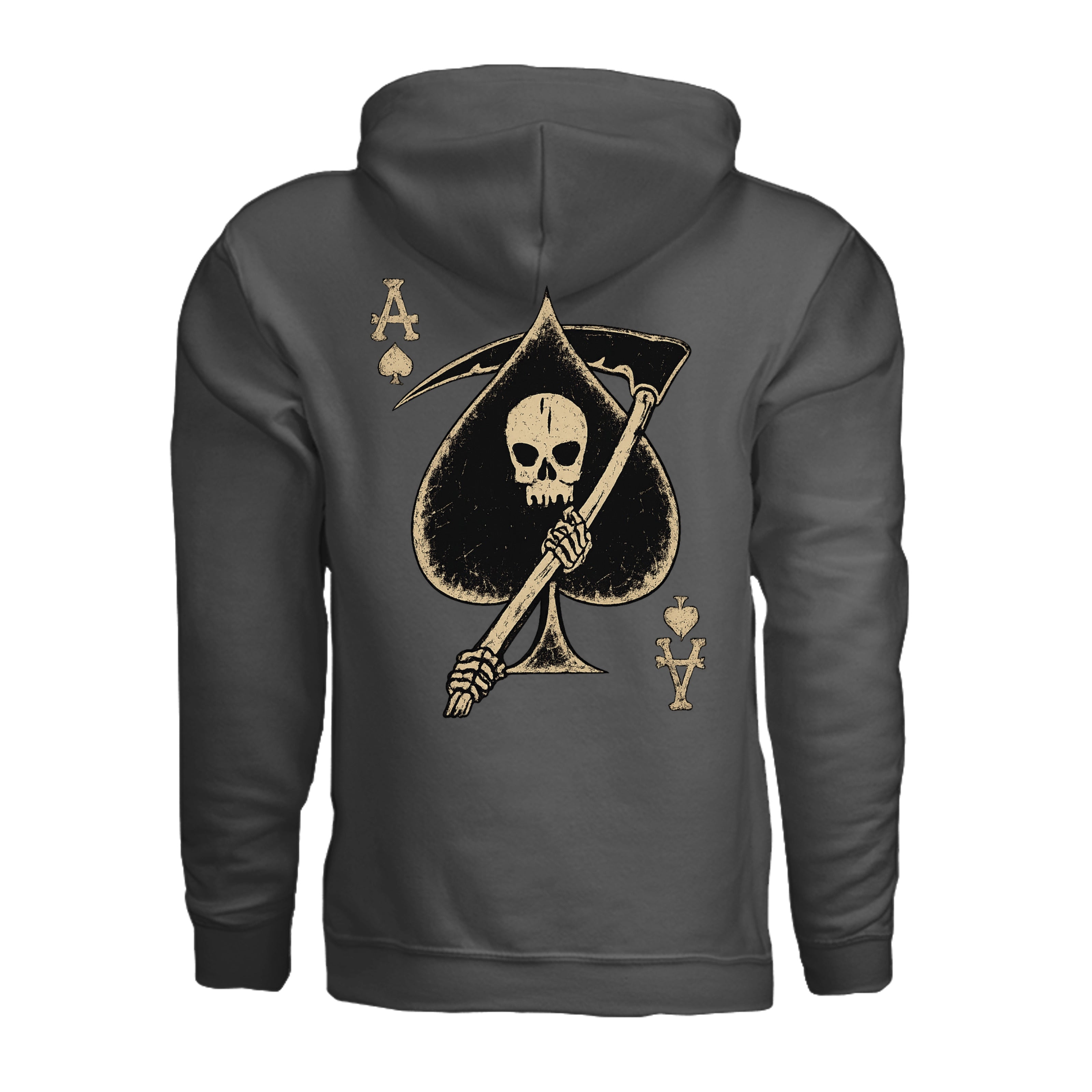 Death Card Ace of Spades Hoodie - CHARCOAL (Back) | Ironsight Syndicate