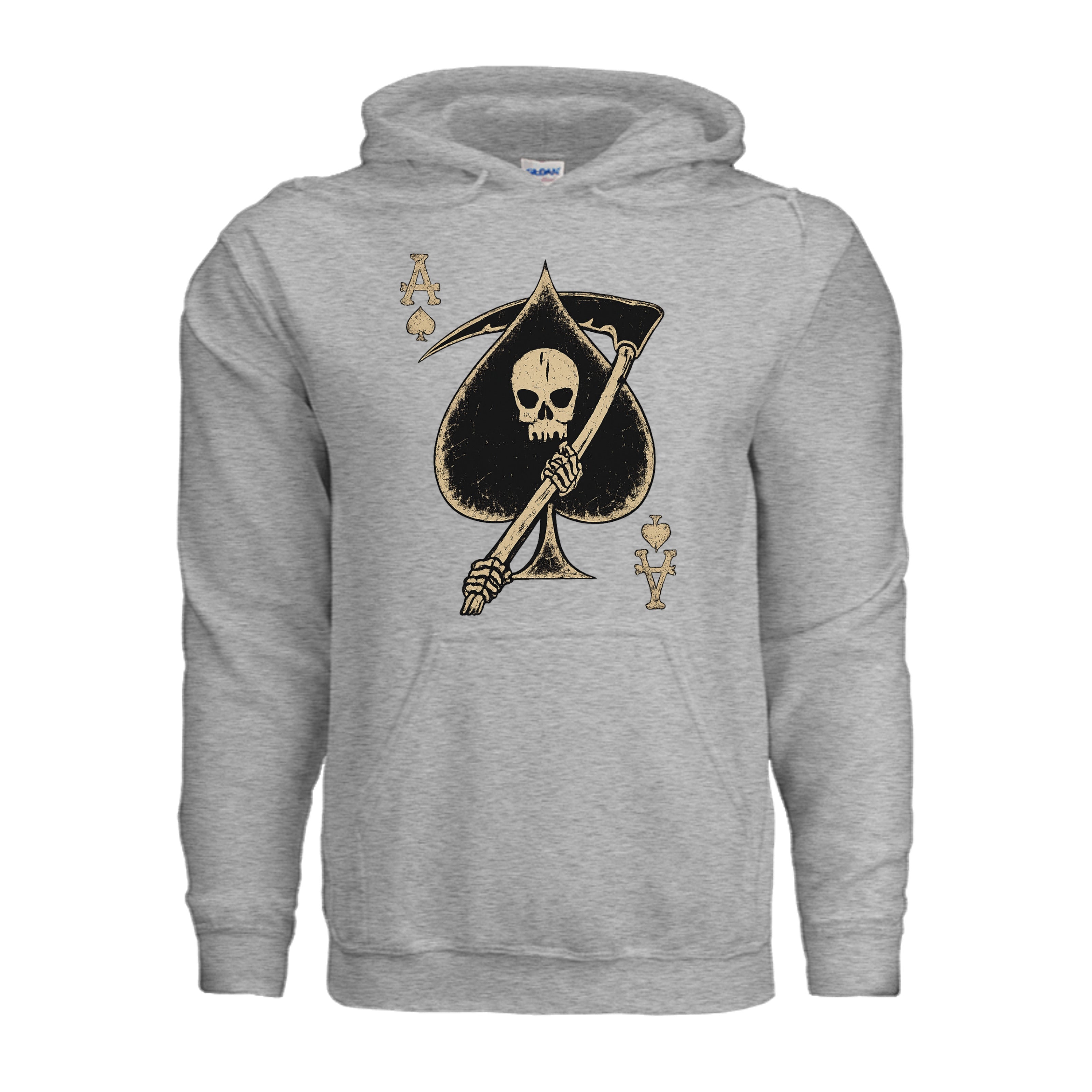 Death Card Ace of Spades Hoodie - SPORT GREY (Front) | Ironsight Syndicate
