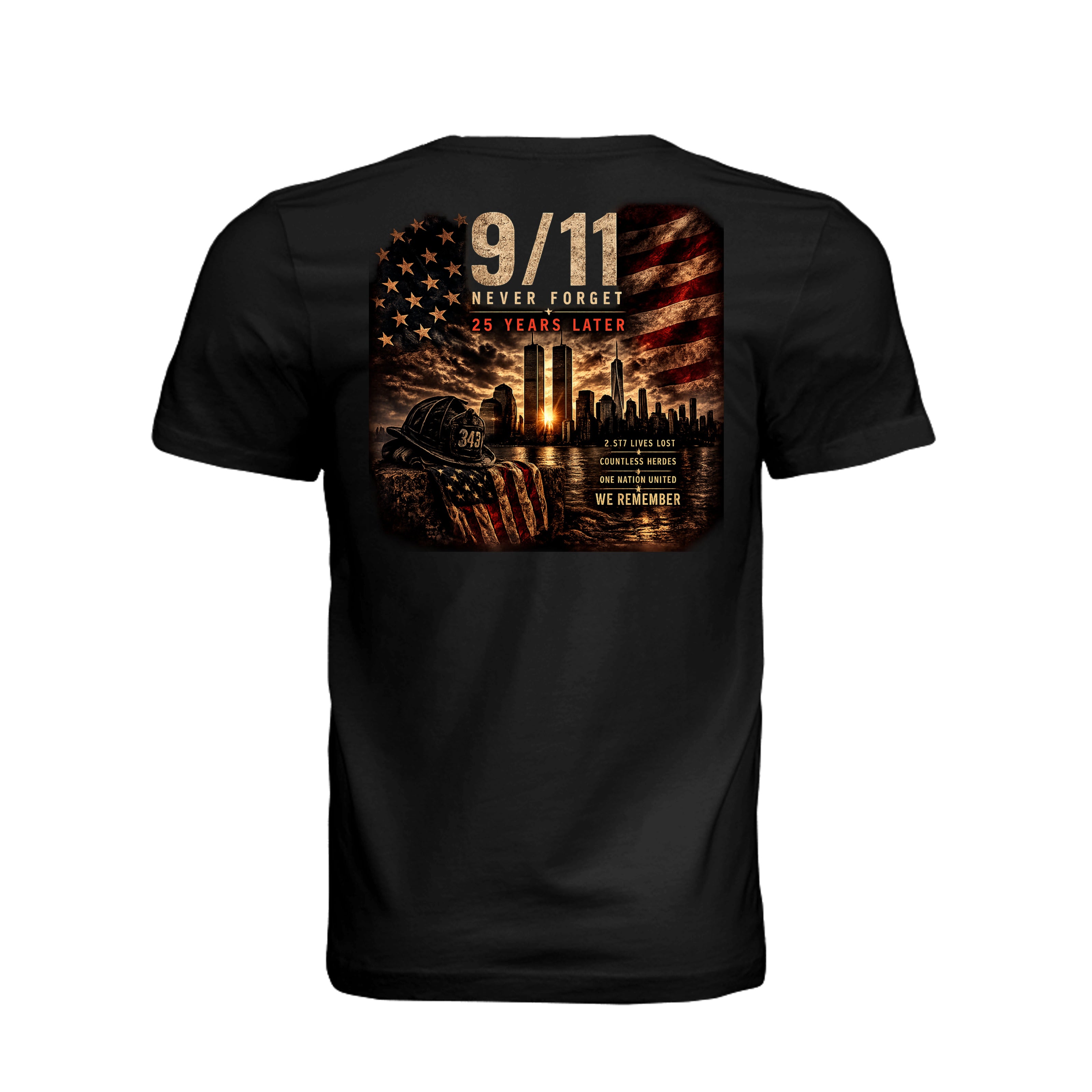 9/11 Memorial T-Shirt - VINTAGE BLACK (Back) | Ironsight Syndicate