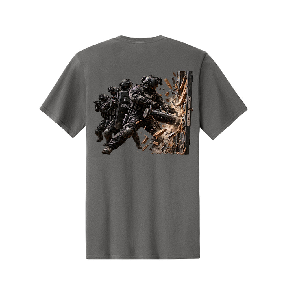 Into the Breach SWAT T-Shirt - Charcoal (Back) | Ironsight Syndicate