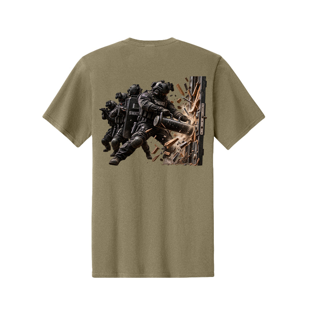 Into the Breach SWAT T-Shirt - Coyote Brown (Back) | Ironsight Syndicate