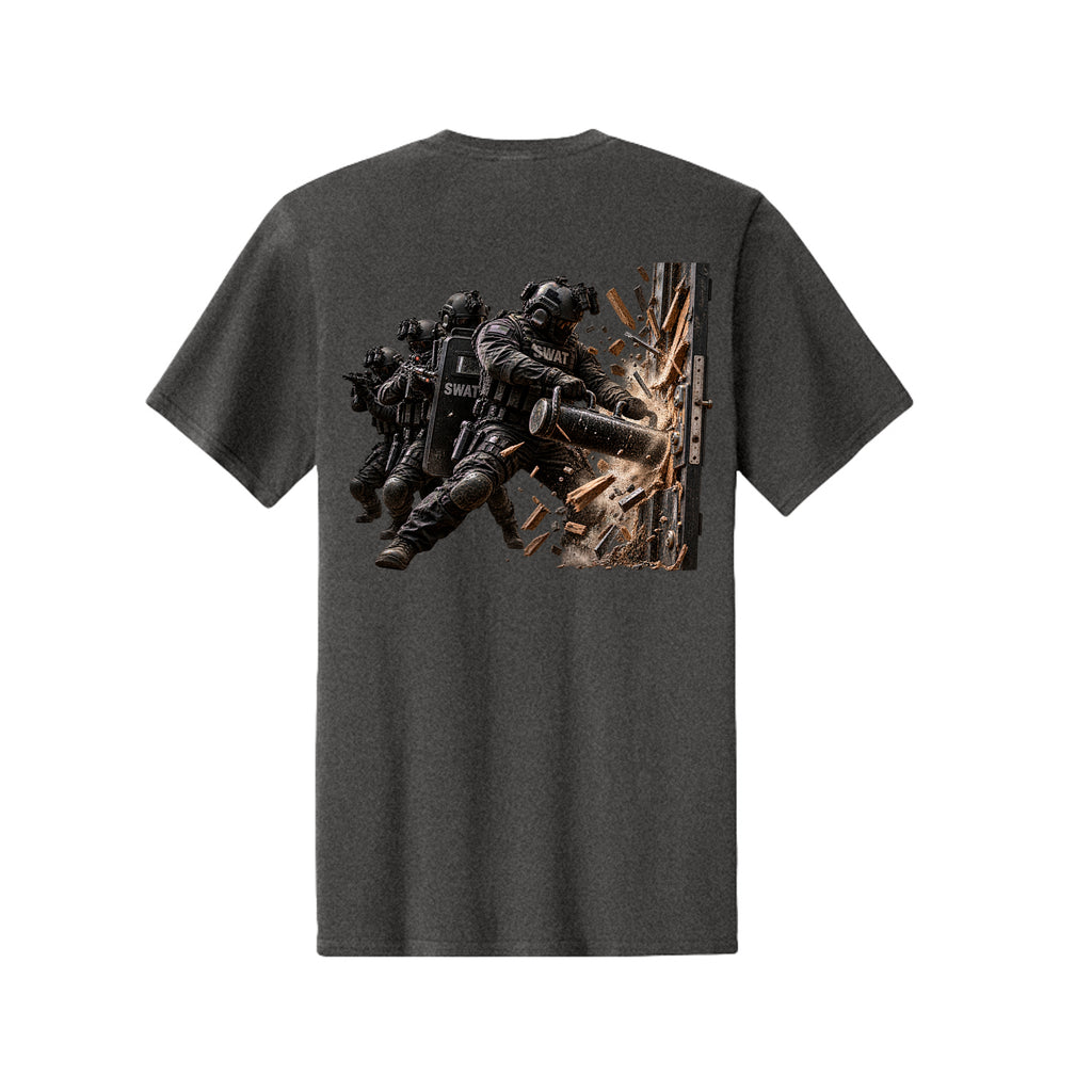 Into the Breach SWAT T-Shirt - Dark Heather Grey (Back) | Ironsight Syndicate