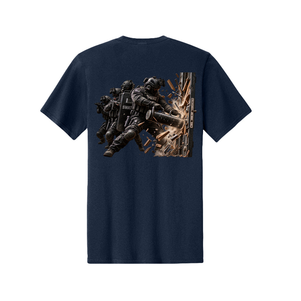 Into the Breach SWAT T-Shirt - True Navy (Back) | Ironsight Syndicate