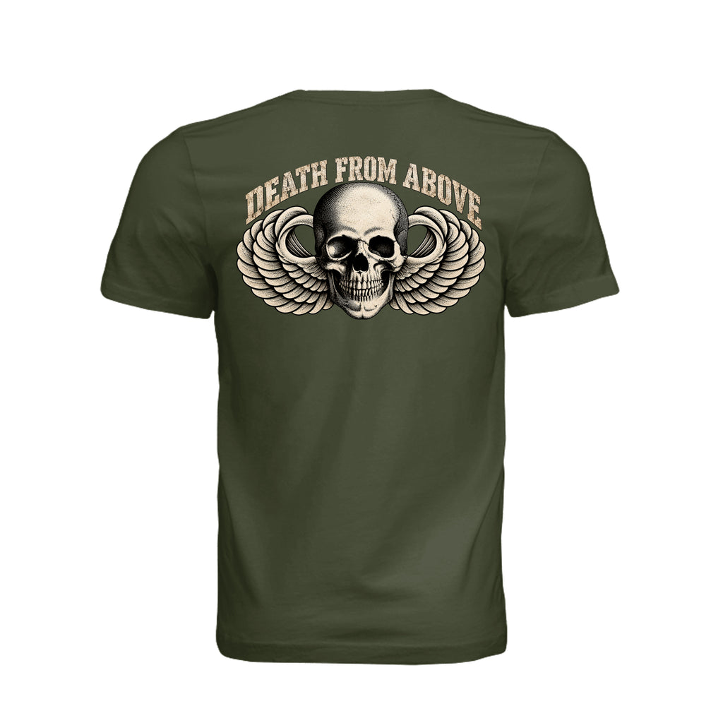 Airborne Death From Above T-Shirt - Military Green (Back) | Ironsight Syndicate