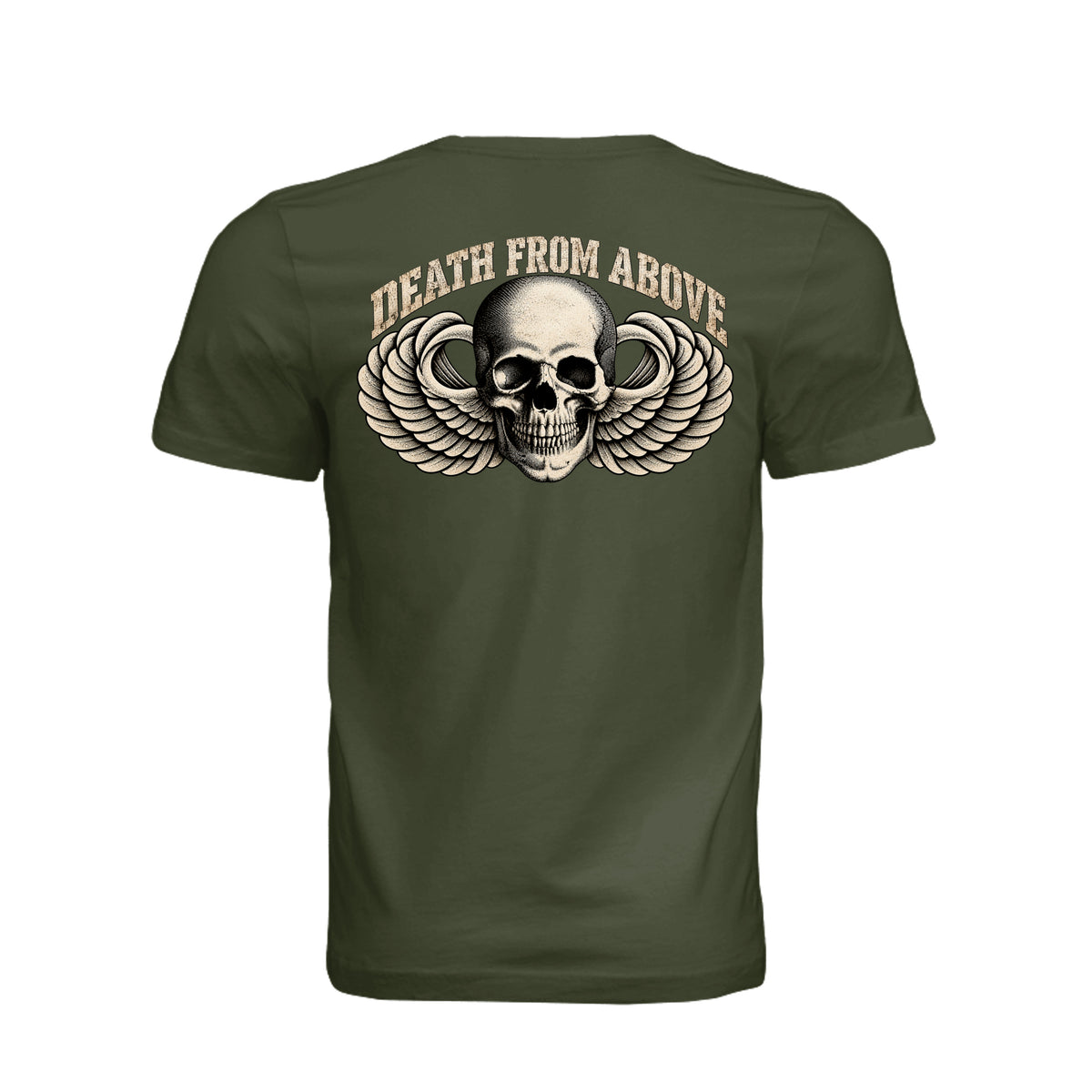 Airborne Death From Above T-Shirt - Military Green (Back) | Ironsight Syndicate
