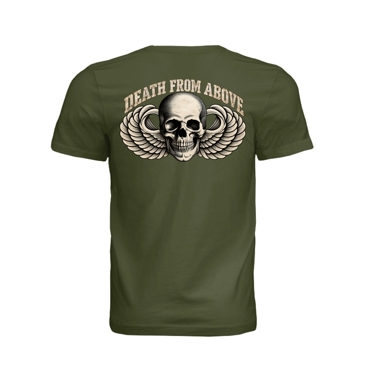 Airborne Death From Above T-Shirt - Olive (Back) | Ironsight Syndicate