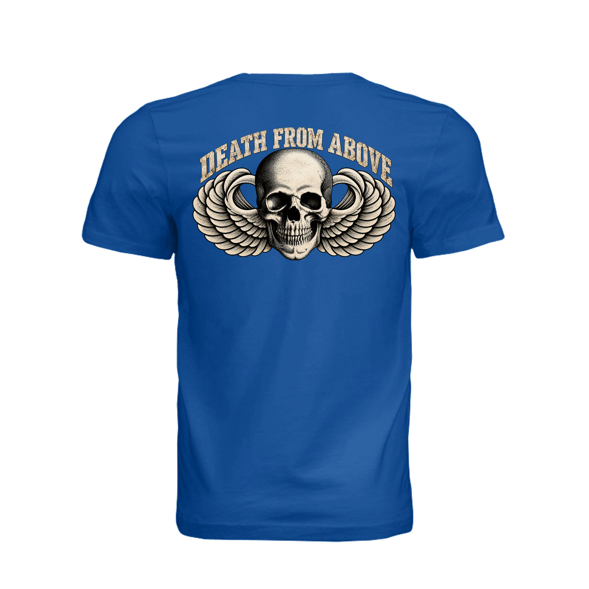 Airborne Death From Above T-Shirt - True Royal (Back) | Ironsight Syndicate