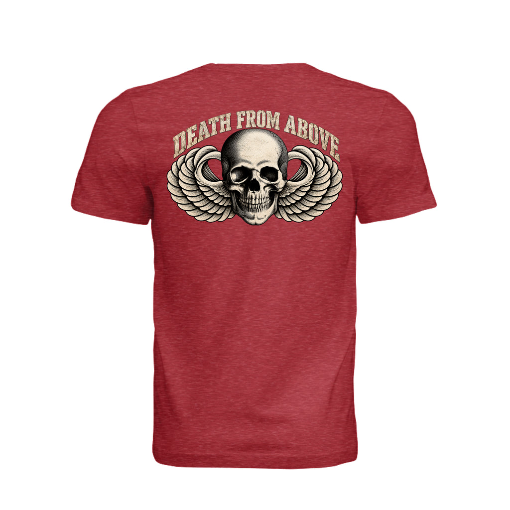 Airborne Death From Above T-Shirt - Vintage Red (Back) | Ironsight Syndicate