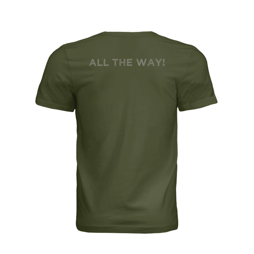 Airborne All the Way T-Shirt - Olive (Back) | Ironsight Syndicate