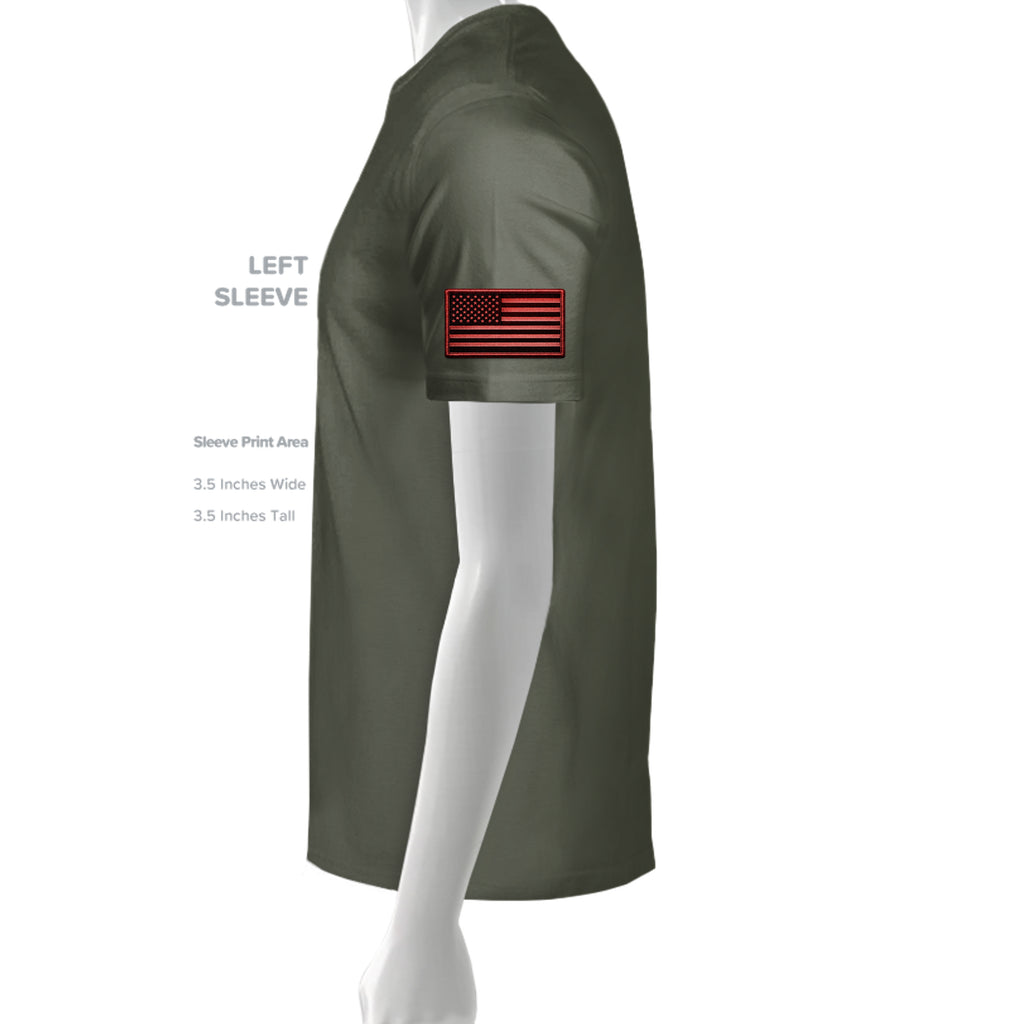 Airborne Death From Above T-Shirt (Red) - Dark Olive (Left Sleeve) | Ironsight Syndicate