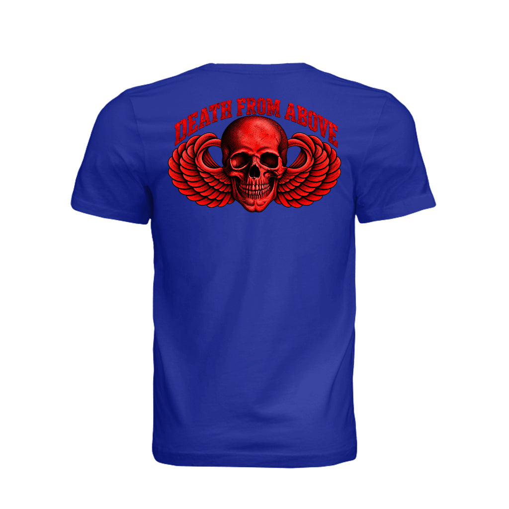Airborne Death From Above T-Shirt (Red) - Team Navy (Back) | Ironsight Syndicate