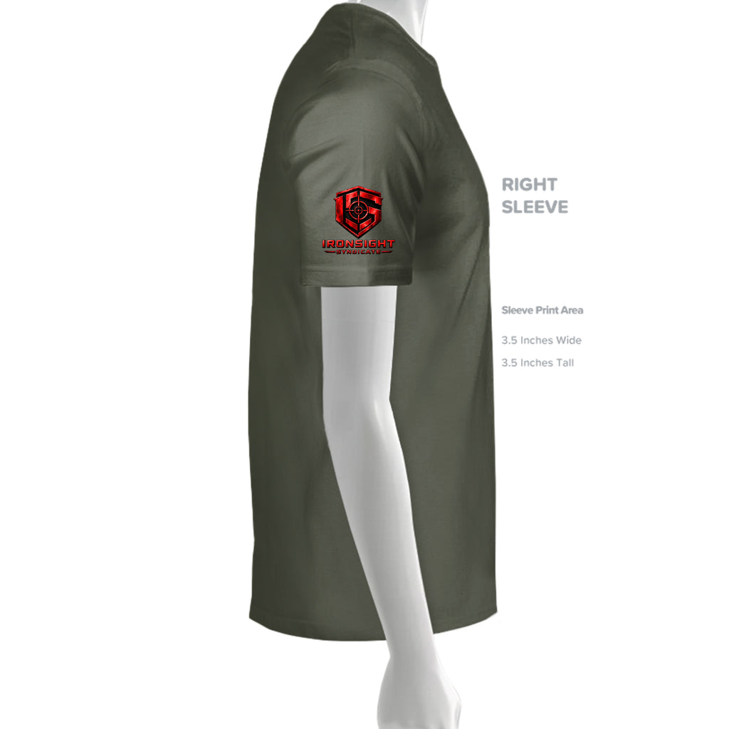 Airborne Death From Above T-Shirt (Red) - Dark Olive (Right Sleeve) | Ironsight Syndicate