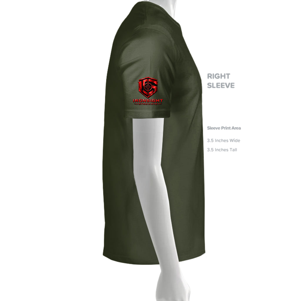 Airborne Death From Above T-Shirt (Red) - Military Green (Right Sleeve) | Ironsight Syndicate