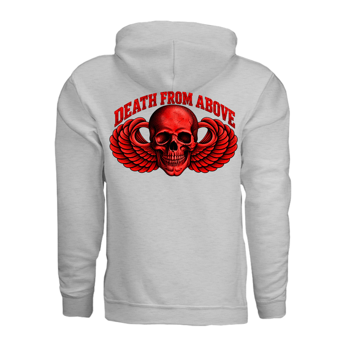 Airborne Death From Above Hoodie (Red) - Ash (Back) | Ironsight Syndicate