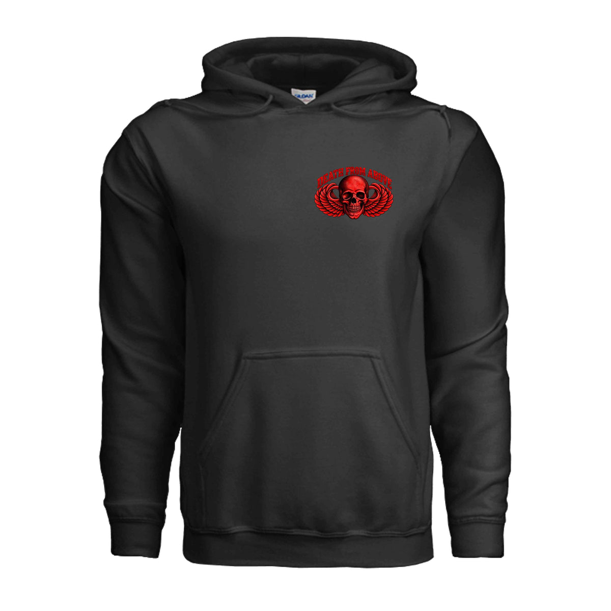 Airborne Death From Above Hoodie (Red) – Paratrooper Skull Hoodie