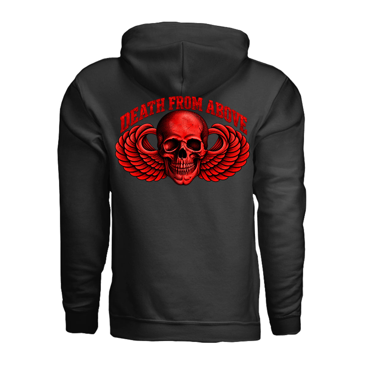 Airborne Death From Above Hoodie (Red) - Black (Back) | Ironsight Syndicate