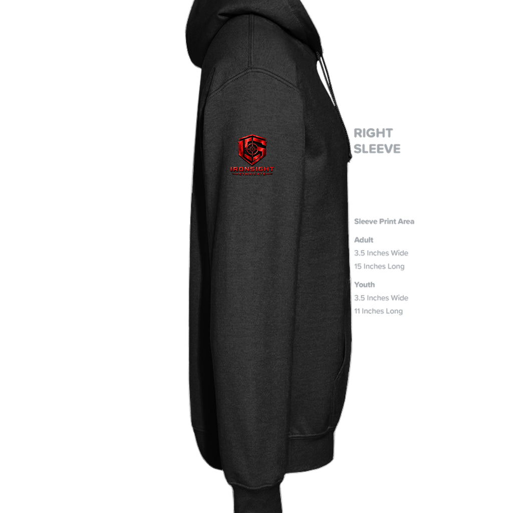 Airborne Death From Above Hoodie (Red) - Black (Right Sleeve) | Ironsight Syndicate