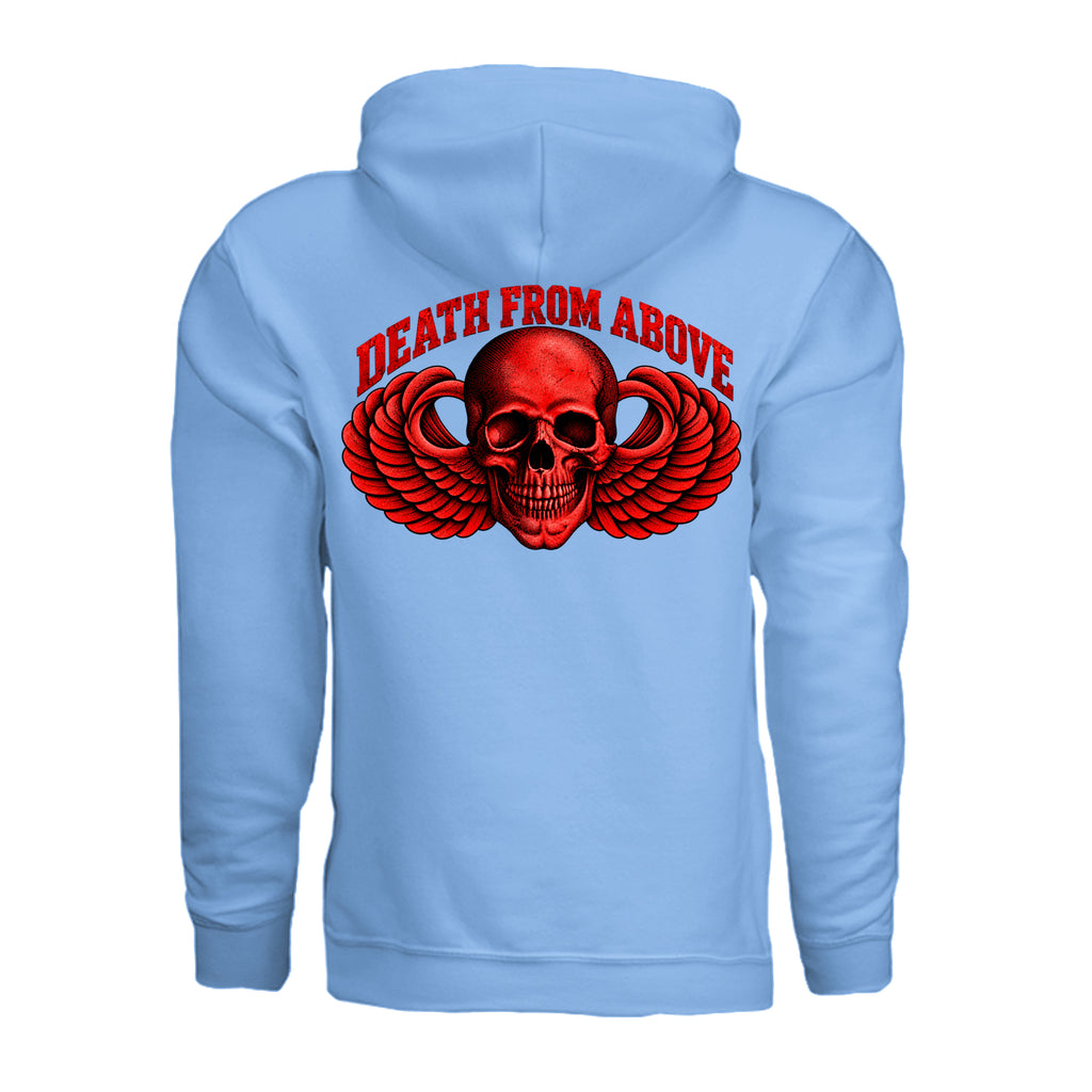 Airborne Death From Above Hoodie (Red) - Carolina Blue (Back) | Ironsight Syndicate