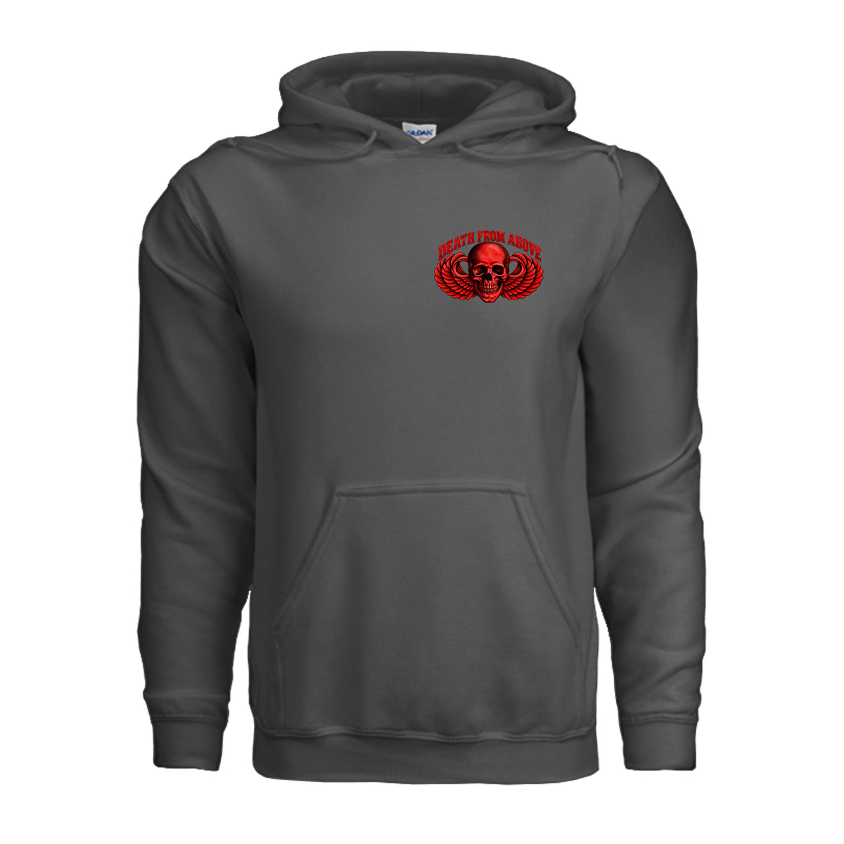 Airborne Death From Above Hoodie (Red) - Charcoal | Ironsight Syndicate