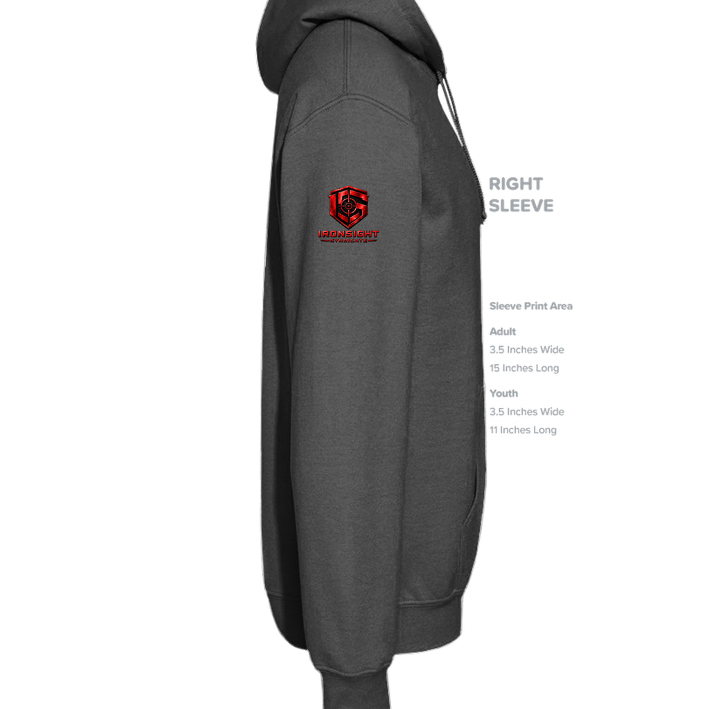 Airborne Death From Above Hoodie (Red) - Charcoal (Right Sleeve) | Ironsight Syndicate