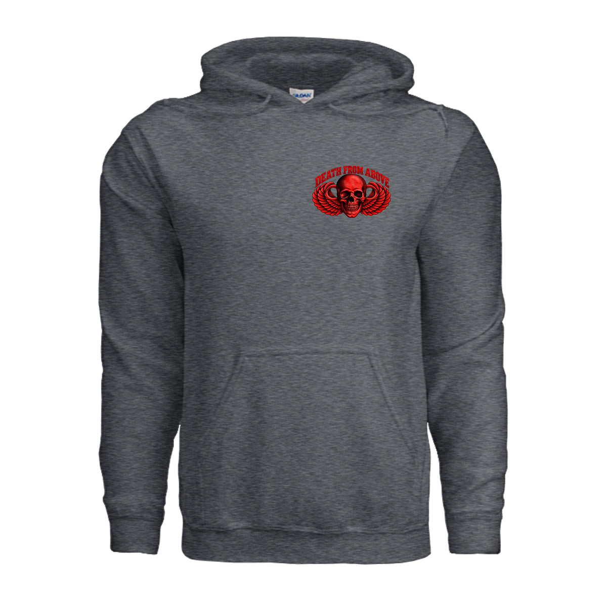 Airborne Death From Above Hoodie (Red) - Dark Heather | Ironsight Syndicate
