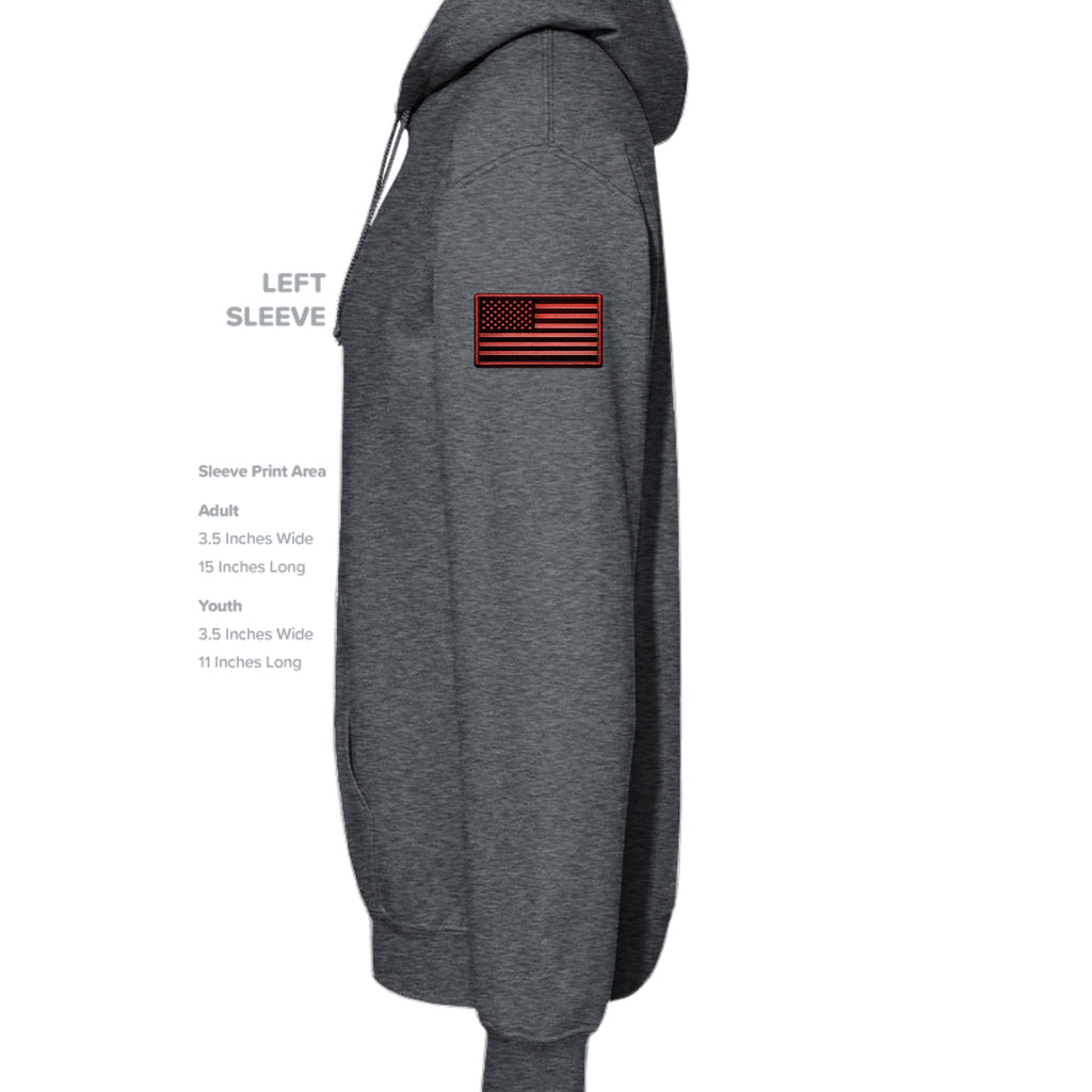 Airborne Death From Above Hoodie (Red) - Dark Heather (Left Sleeve) | Ironsight Syndicate