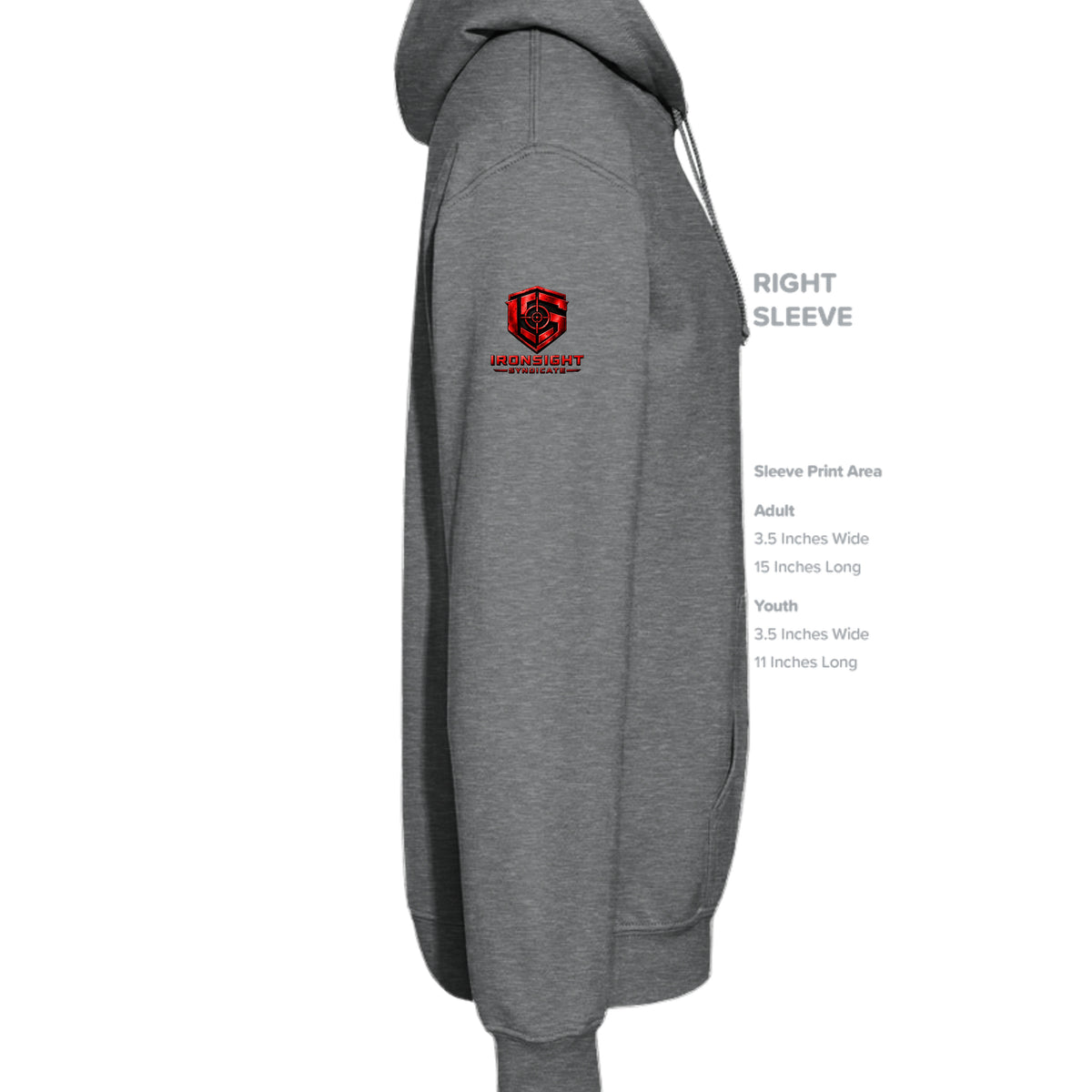 Airborne Death From Above Hoodie (Red) - Fan Charcoal Heather (Right Sleeve) | Ironsight Syndicate