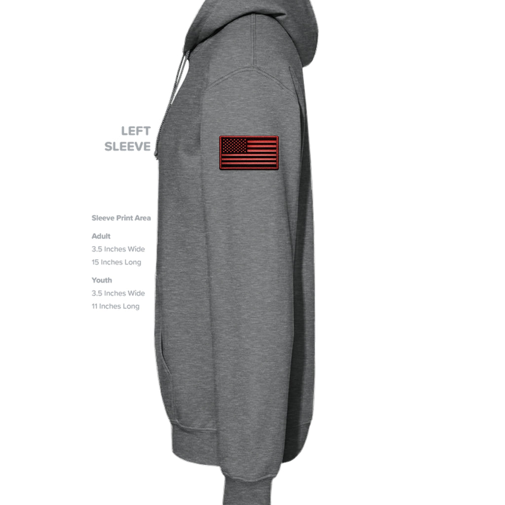 Airborne Death From Above Hoodie (Red) - Fan Charcoal Heather (Left Sleeve) | Ironsight Syndicate
