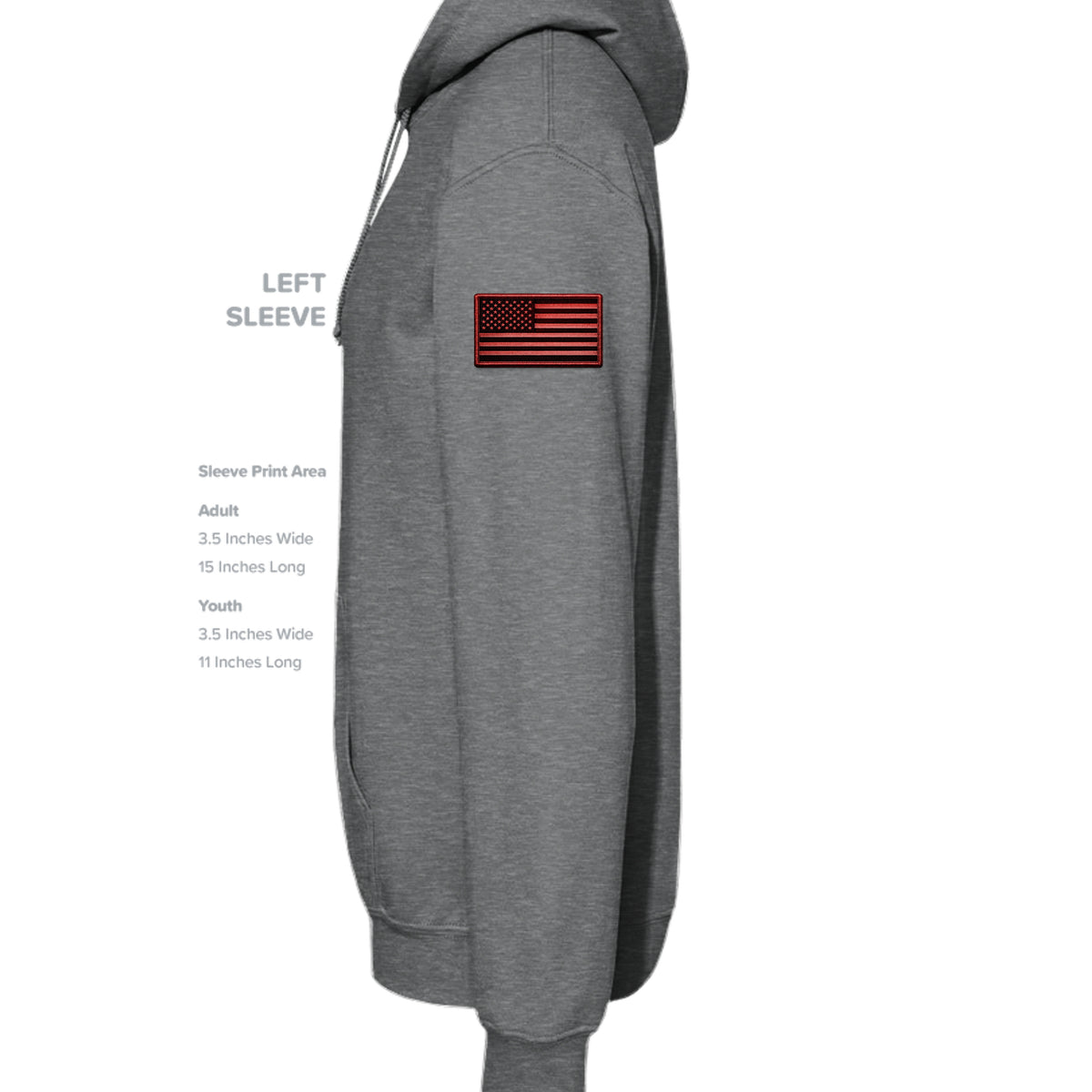 Airborne Death From Above Hoodie (Red) - Fan Charcoal Heather (Left Sleeve) | Ironsight Syndicate