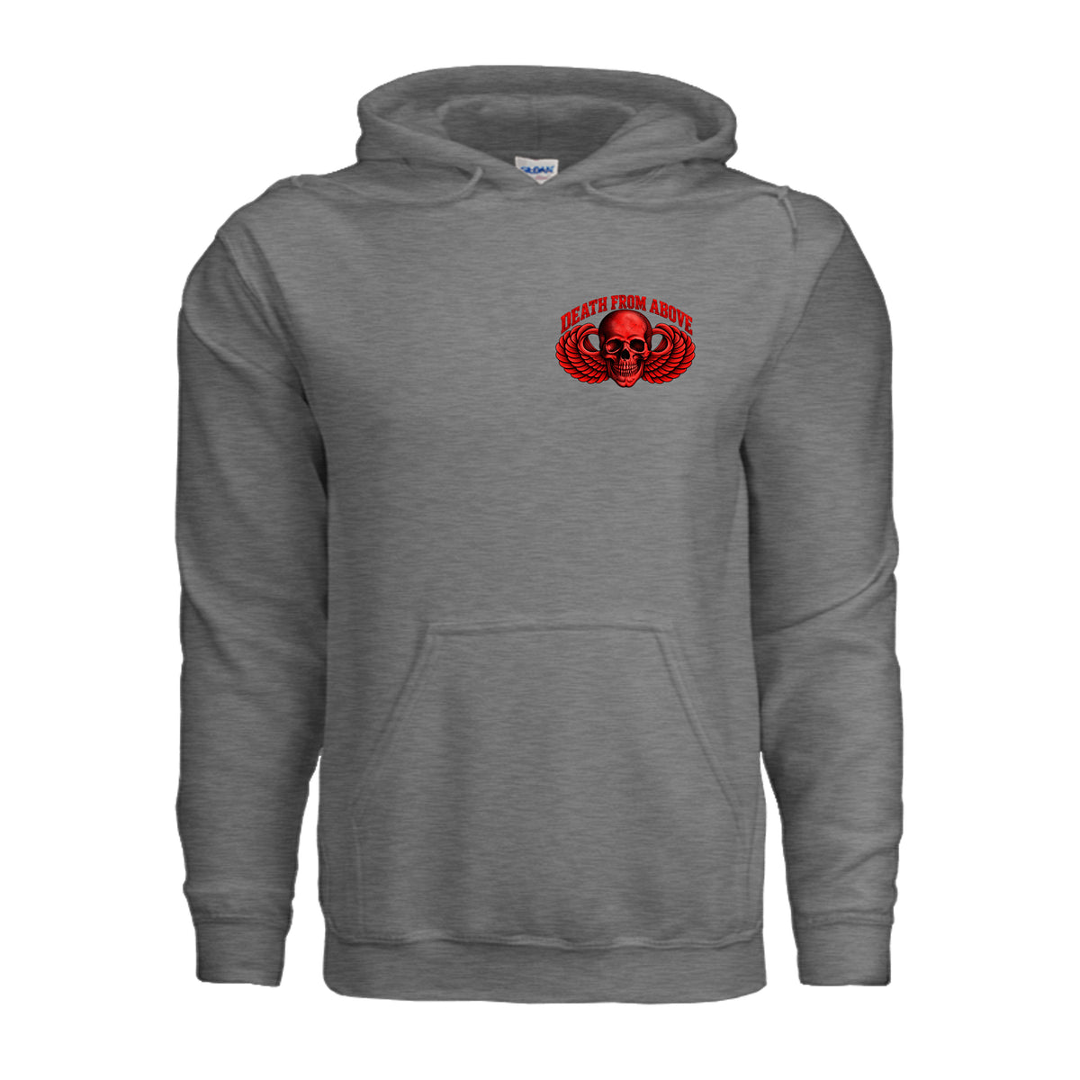 Airborne Death From Above Hoodie (Red) - Graphite Heather | Ironsight Syndicate