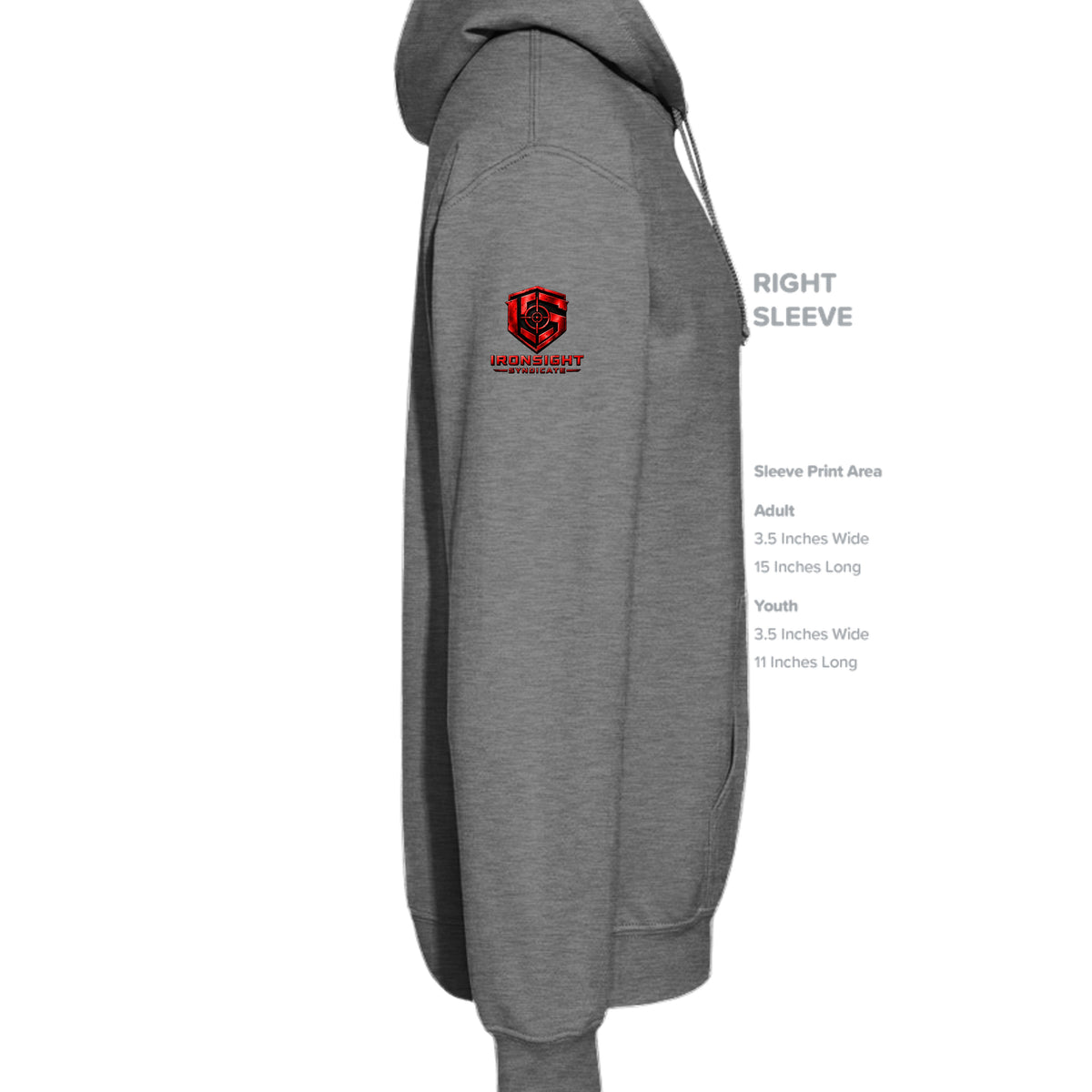 Airborne Death From Above Hoodie (Red) - Graphite Heather (Right Sleeve) | Ironsight Syndicate