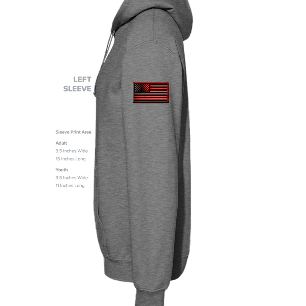 Airborne Death From Above Hoodie (Red) - Graphite Heather (Left Sleeve) | Ironsight Syndicate