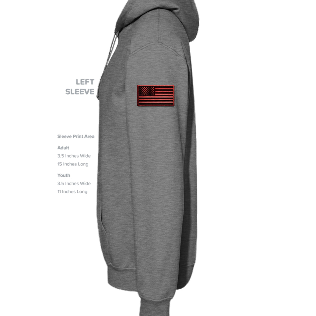 Airborne Death From Above Hoodie (Red) - Graphite Heather (Left Sleeve) | Ironsight Syndicate