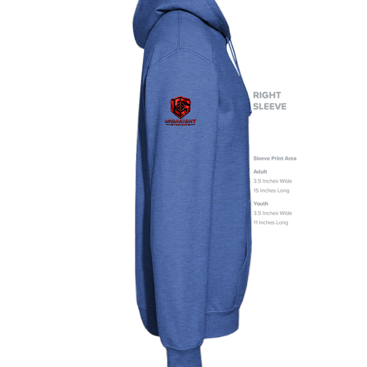 Airborne Death From Above Hoodie (Red) - Heather Deep Royal (Right Sleeve) | Ironsight Syndicate