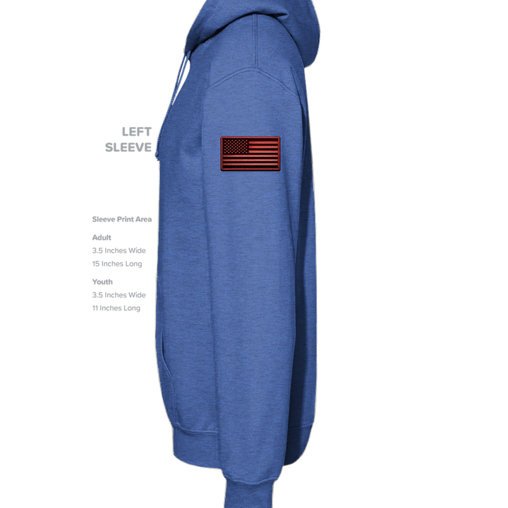 Airborne Death From Above Hoodie (Red) - Heather Deep Royal (Left Sleeve) | Ironsight Syndicate