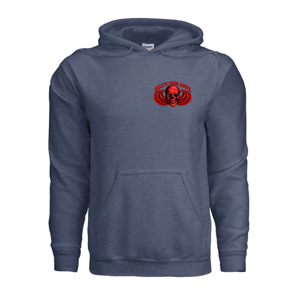 Airborne Death From Above Hoodie (Red) - Heather Sport Dark Navy | Ironsight Syndicate