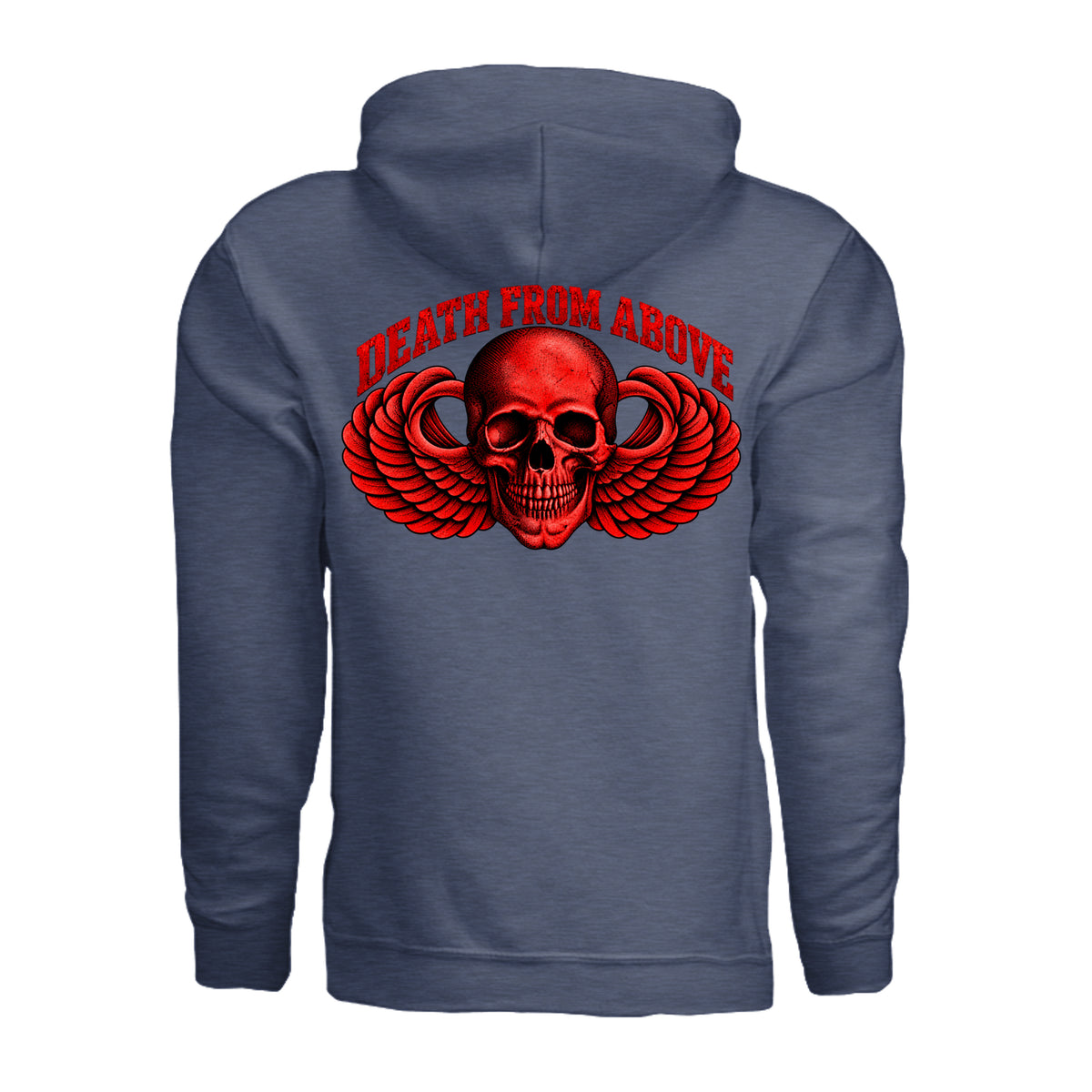 Airborne Death From Above Hoodie (Red) - Heather Sport Dark Navy (Back) | Ironsight Syndicate