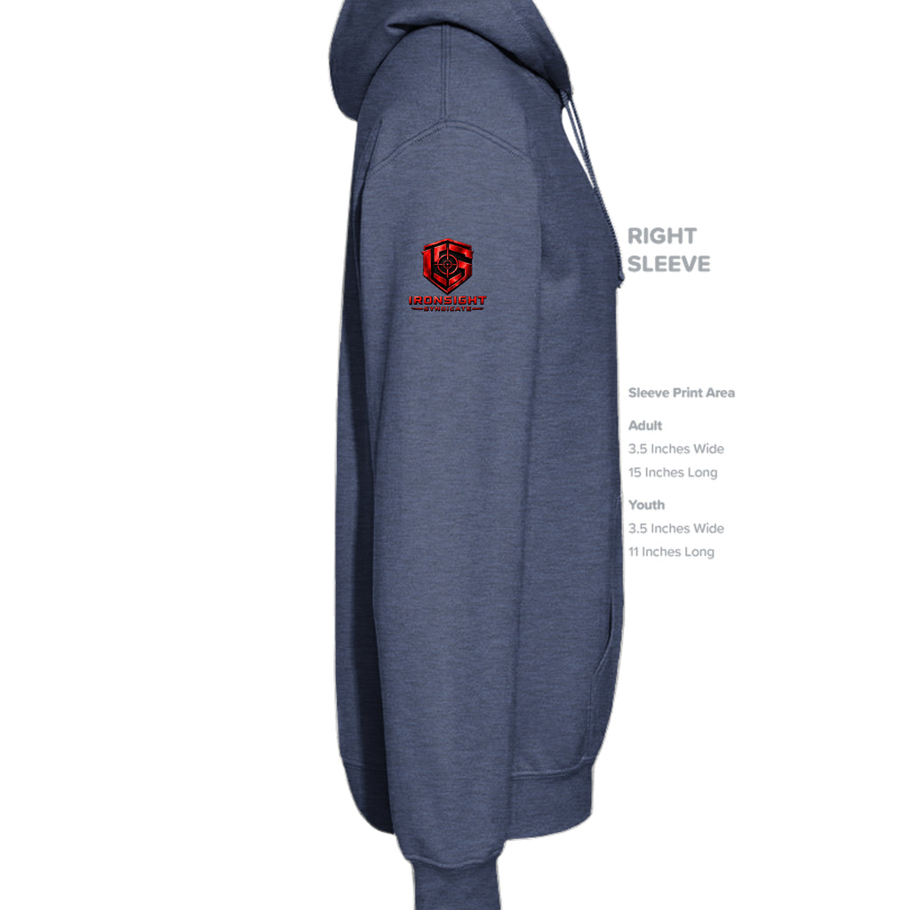 Airborne Death From Above Hoodie (Red) - Heather Sport Dark Navy (Right Sleeve) | Ironsight Syndicate